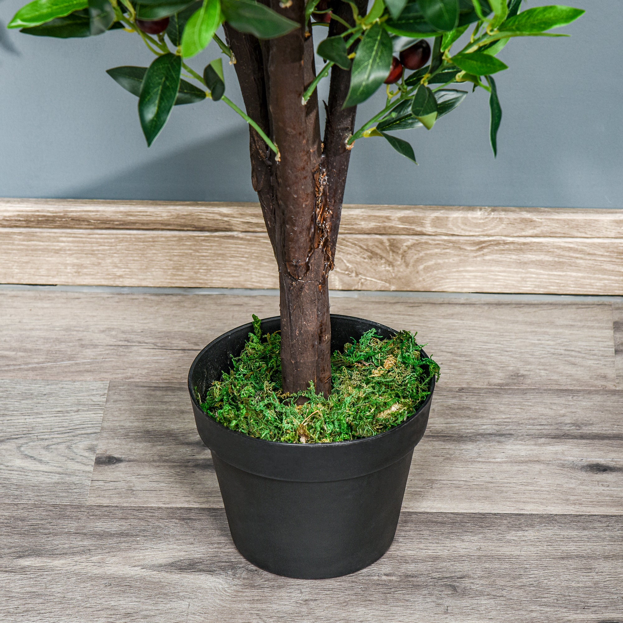 Artificial Olive Tree Artificial Plant Height 1.2 m Trunk Branches Lichen Leaves Highly Realistic Pot Included