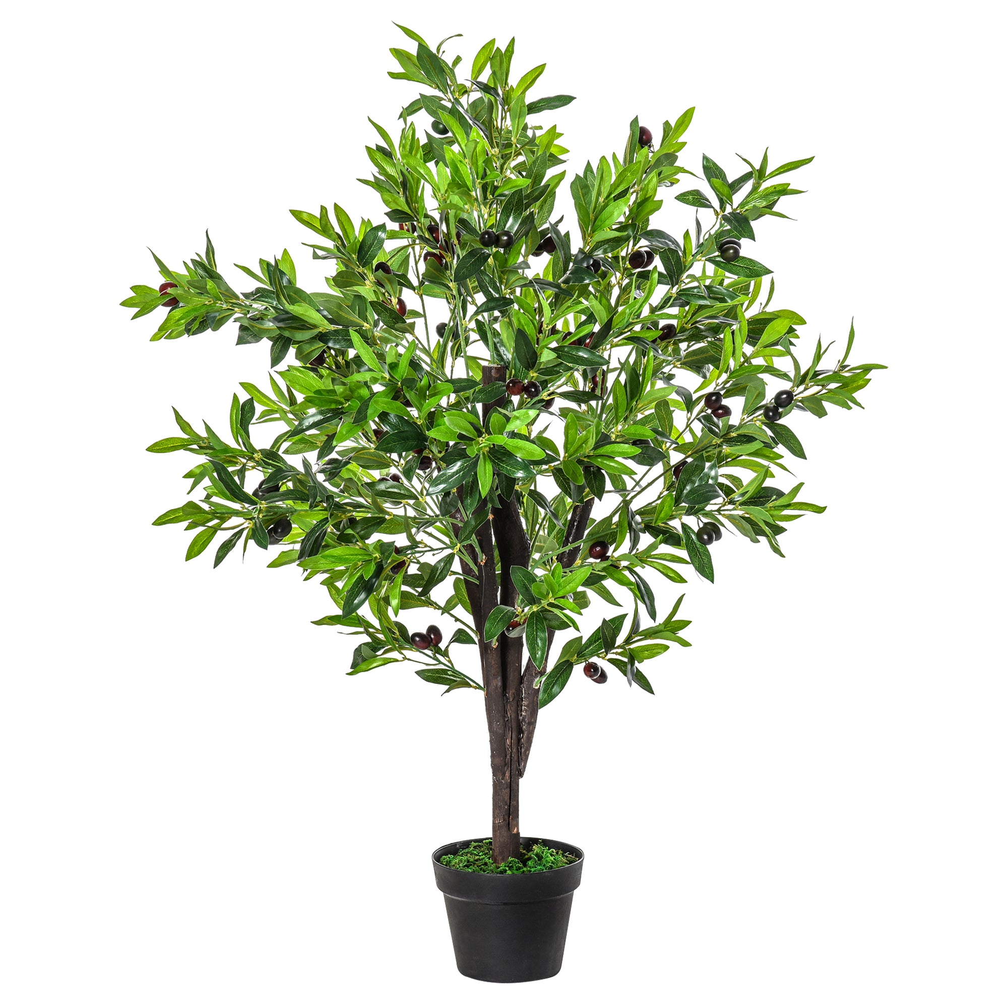 Artificial Olive Tree Artificial Plant Height 1.2 m Trunk Branches Lichen Leaves Highly Realistic Pot Included