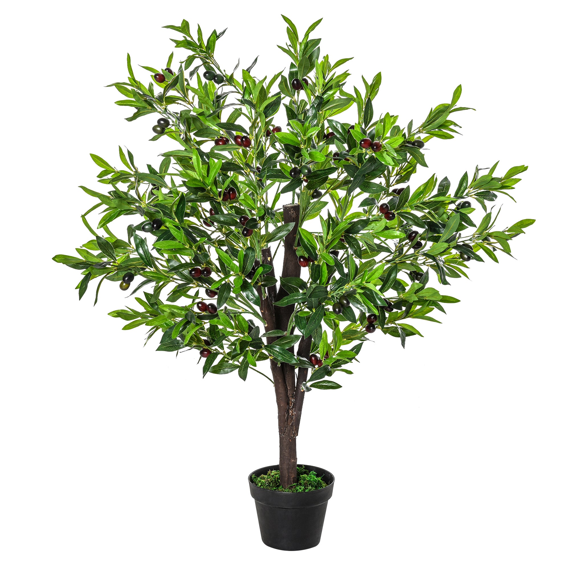 Artificial Olive Tree Artificial Plant Height 1.2 m Trunk Branches Lichen Leaves Highly Realistic Pot Included
