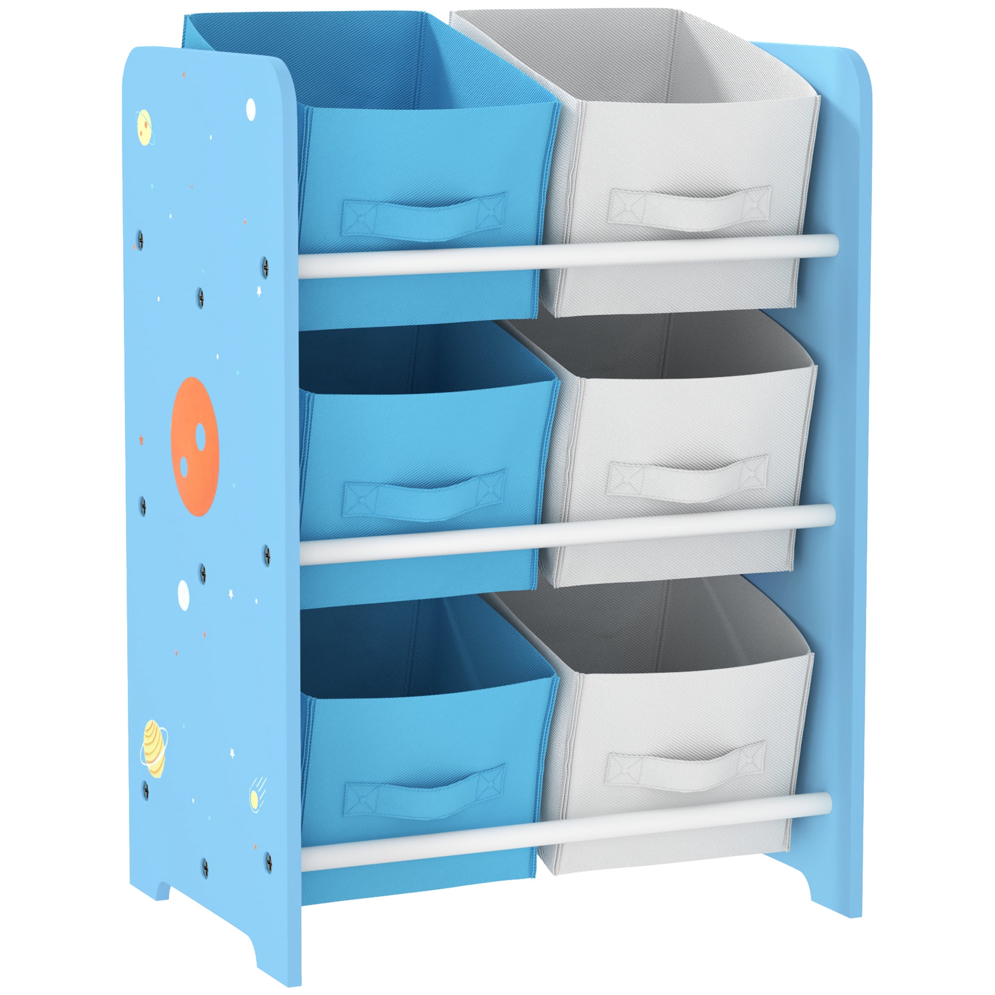 Children's Shelf for Kids +3 Years Toy Shelf with 6 Removable Non-Woven Fabric Boxes Toy Organizer for Bedroom Nursery 43x30x60 cm Blue