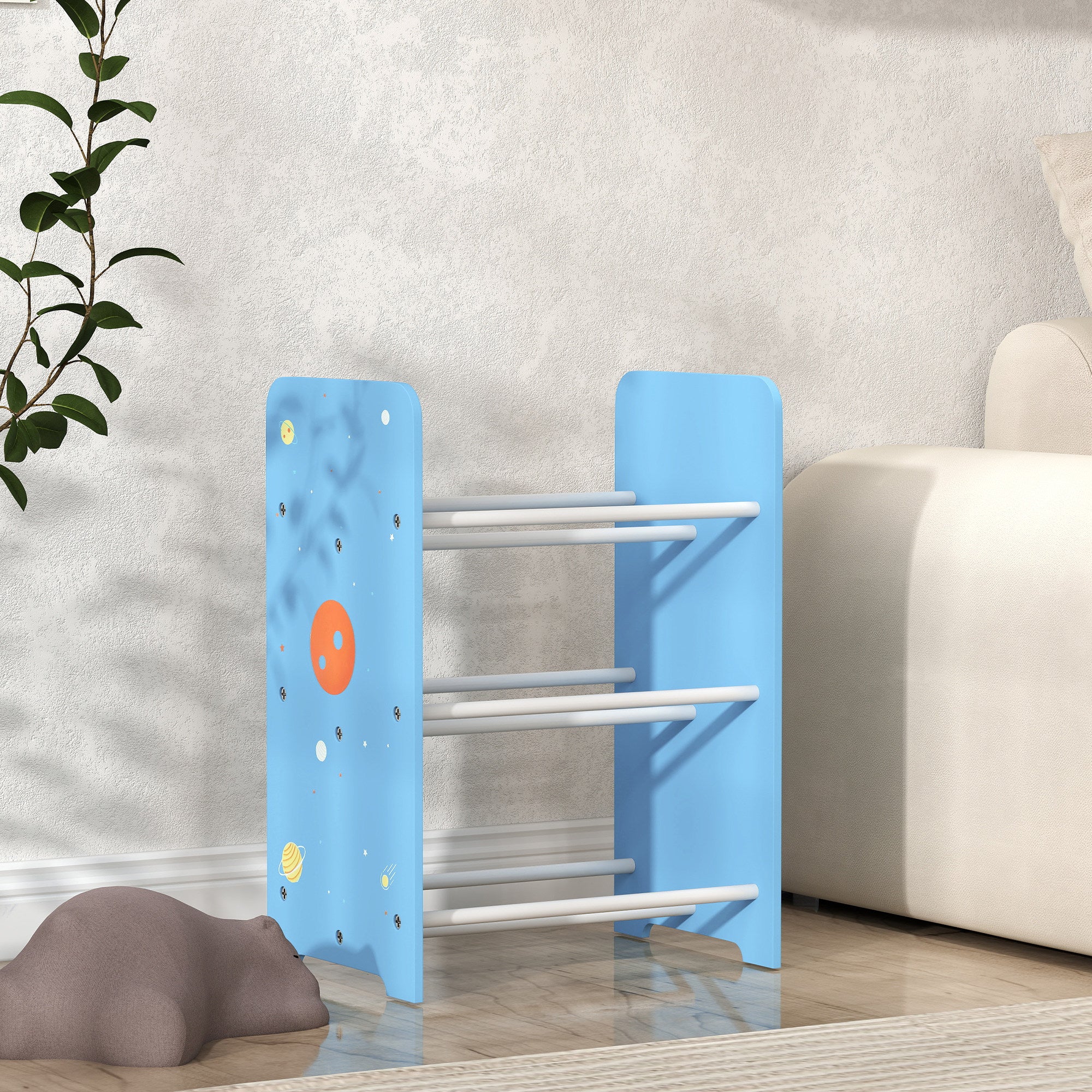 Children's Shelf for Kids +3 Years Toy Shelf with 6 Removable Non-Woven Fabric Boxes Toy Organizer for Bedroom Nursery 43x30x60 cm Blue