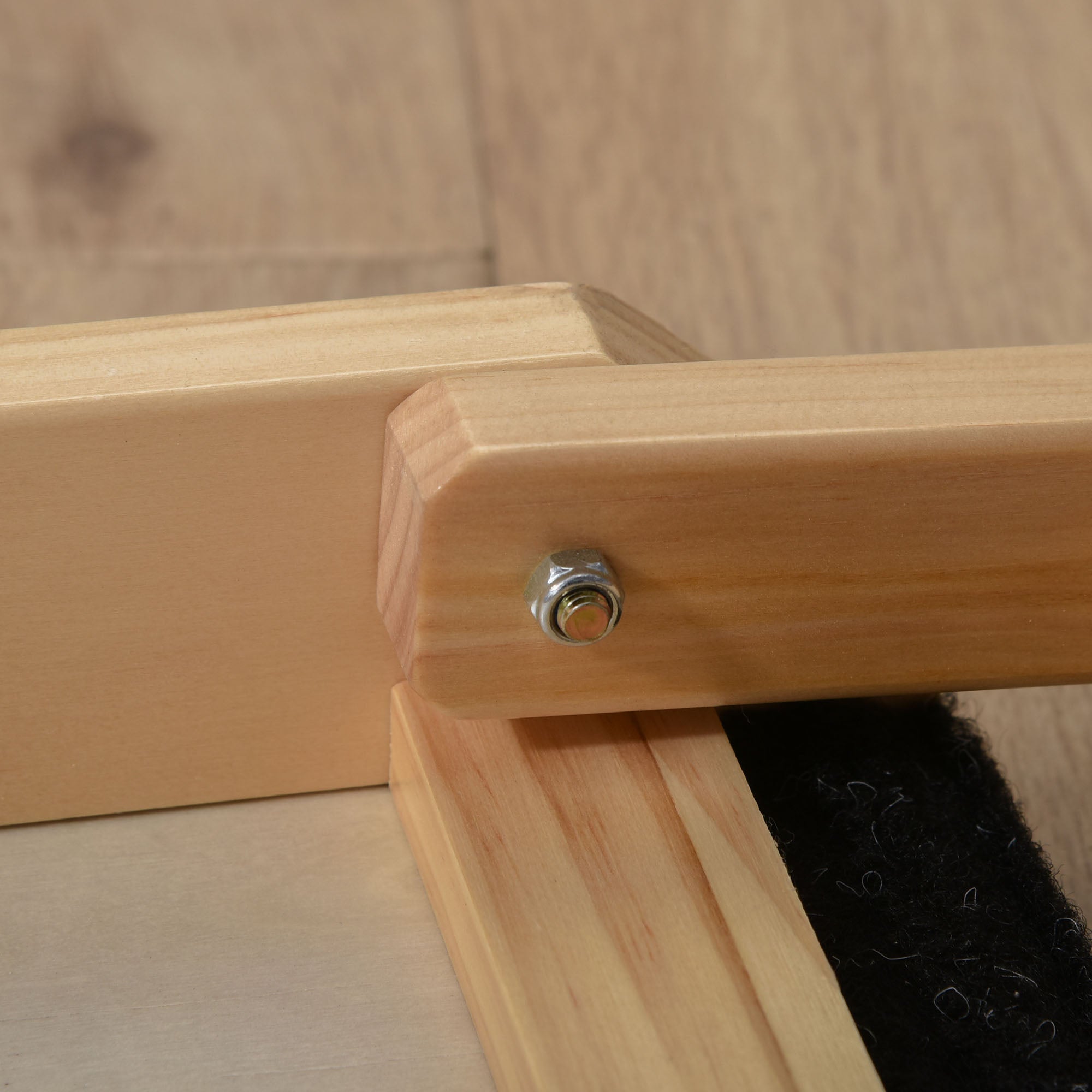 Pet Ramp with Non-Slip Carpet Adjustable Pet Staircase Dog Ramp for Large Dog Pine Wood Polyester Black+Natural Wood 90W x 40D x 61H cm