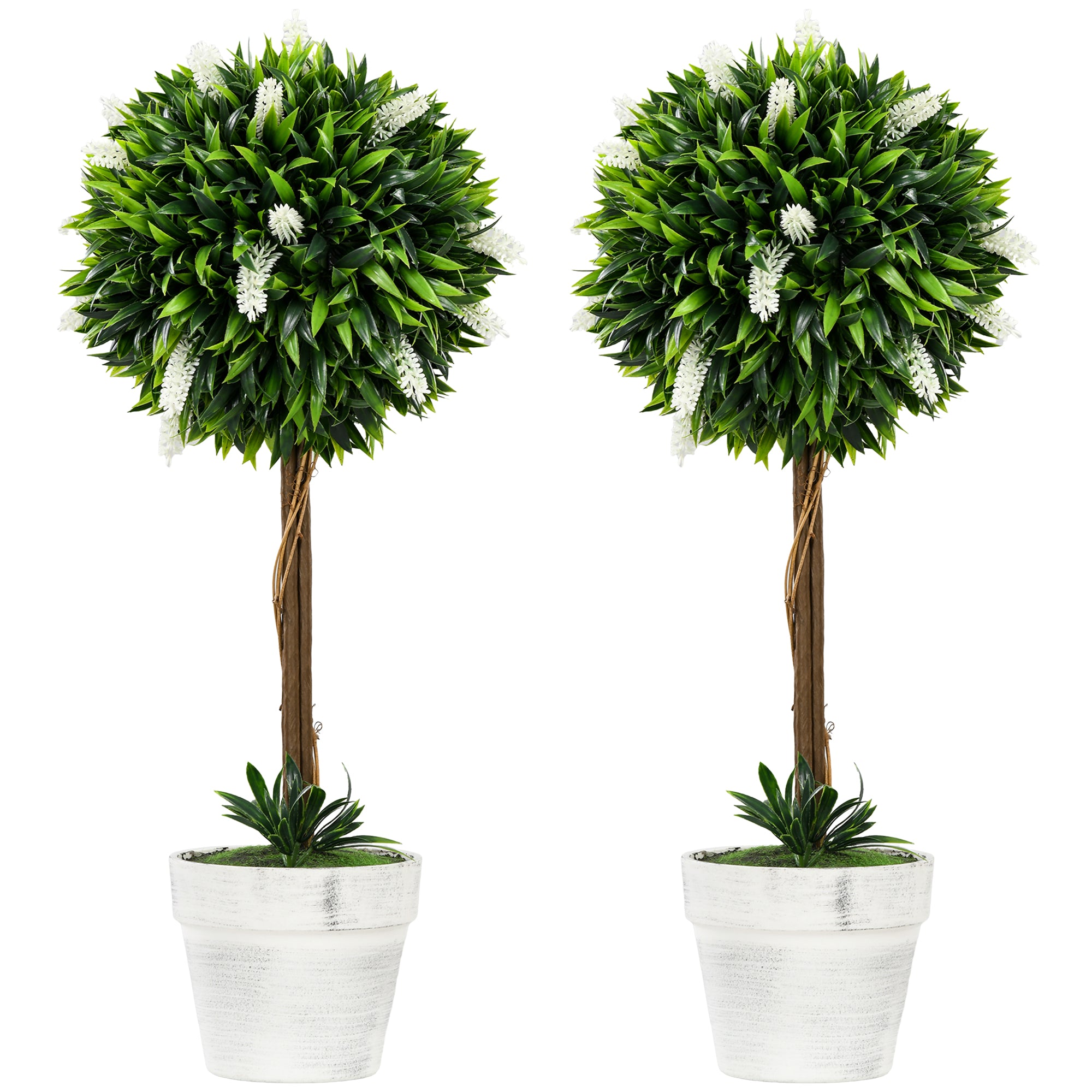 Artificial Lavender Set of 2 large 60 cm Artificial Plant, artificial plants in pot, plastic flower like real for living room bedroom office garden modern decoration