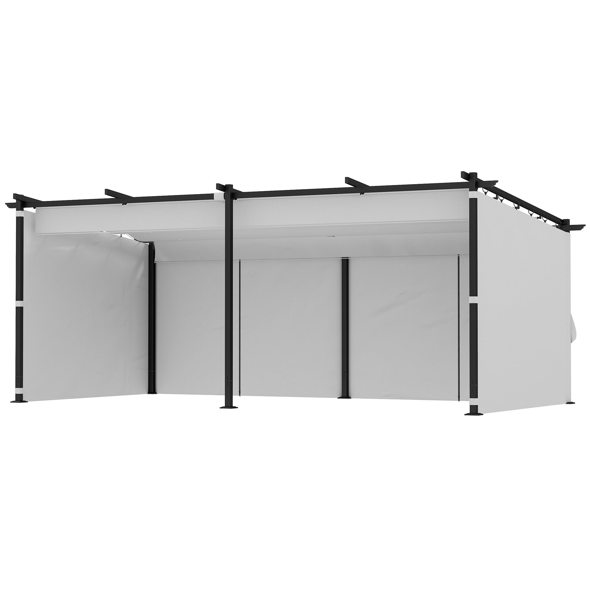 Garden Pergola 3 x 6 m Retractable Sliding Pavilion with Side Walls, Garden Gazebo, High Density 180g/m² Polyester, Sun Protection Roof UPF30+, for Terrace, Patio, Grey