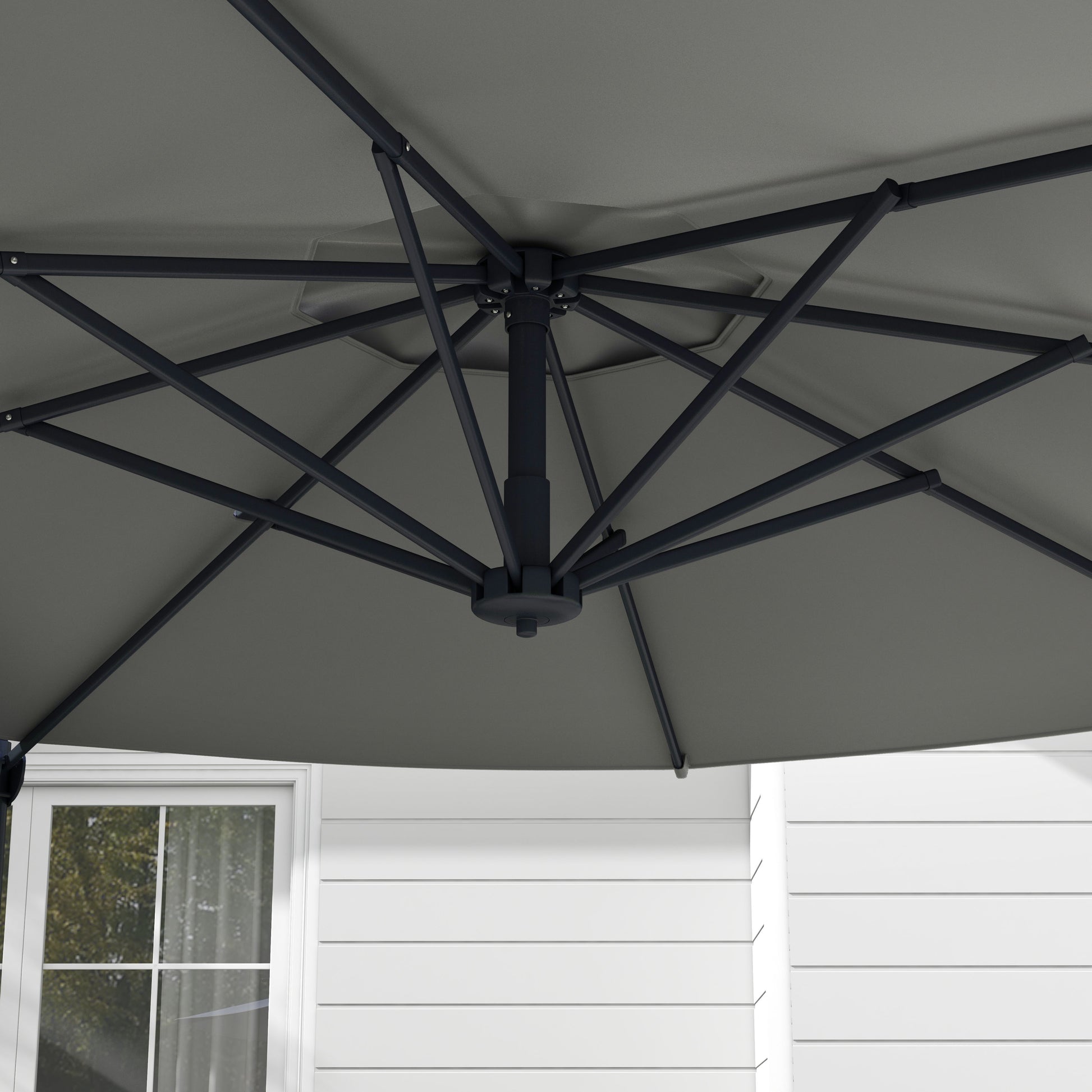 Cantilever Umbrella approx. Ø3 m Sun Umbrella with Crank, Tilting Market Umbrella, Rotating Garden Umbrella for Balcony, Terrace, Metal, Dark Grey