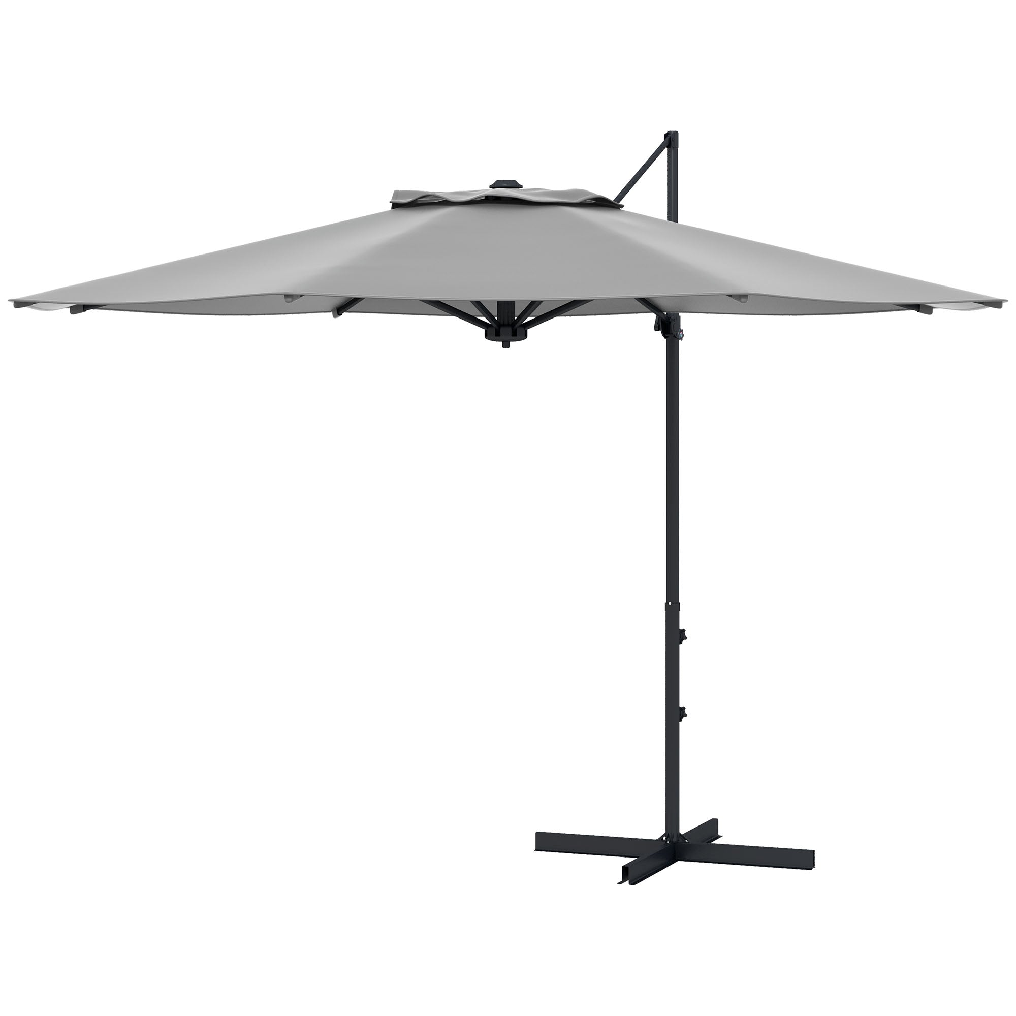 Cantilever Umbrella approx. Ø3 m Sun Umbrella with Crank, Tilting Market Umbrella, Rotating Garden Umbrella for Balcony, Terrace, Metal, Dark Grey
