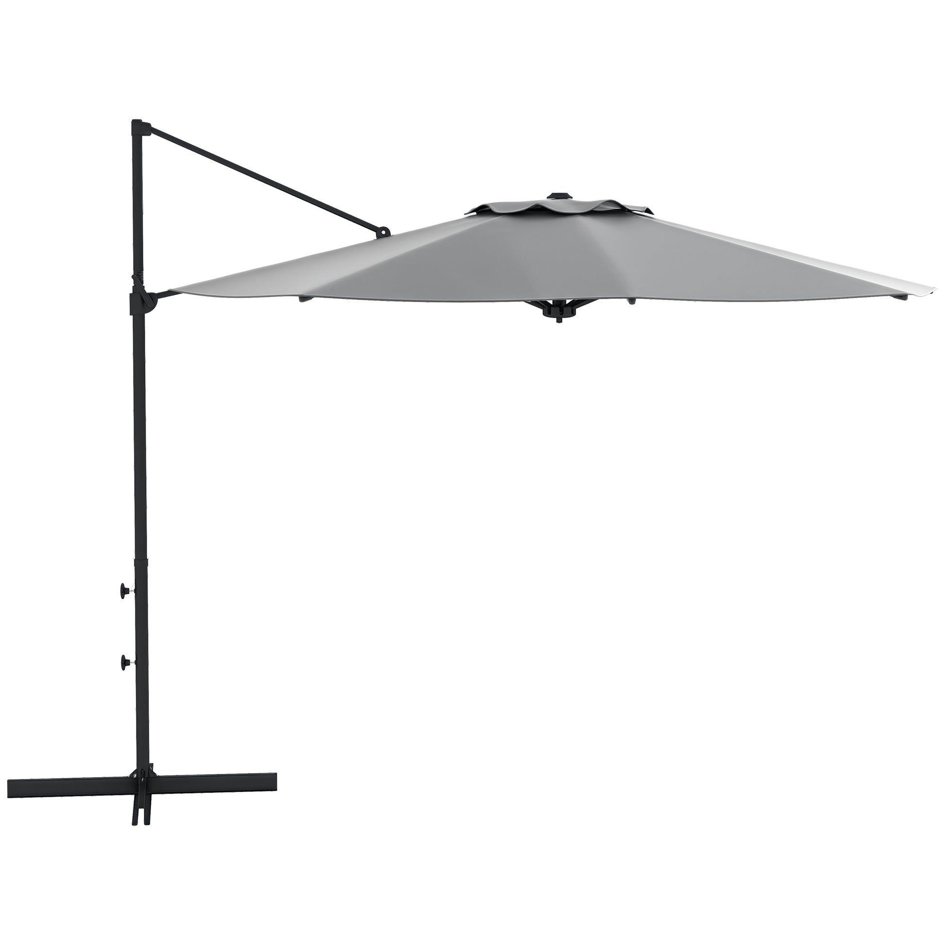 Cantilever Umbrella approx. Ø3 m Sun Umbrella with Crank, Tilting Market Umbrella, Rotating Garden Umbrella for Balcony, Terrace, Metal, Dark Grey