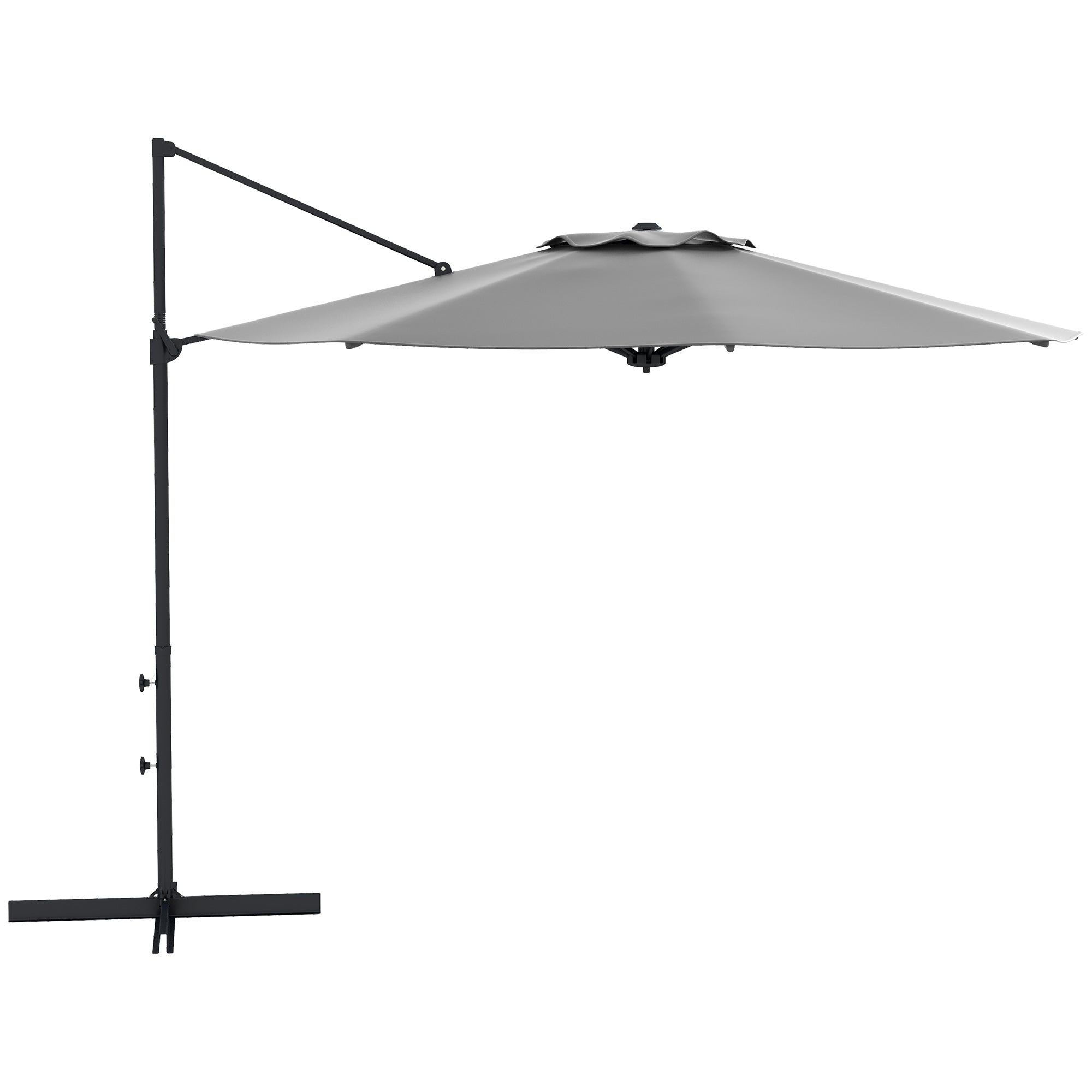 Cantilever Umbrella approx. Ø3 m Sun Umbrella with Crank, Tilting Market Umbrella, Rotating Garden Umbrella for Balcony, Terrace, Metal, Dark Grey