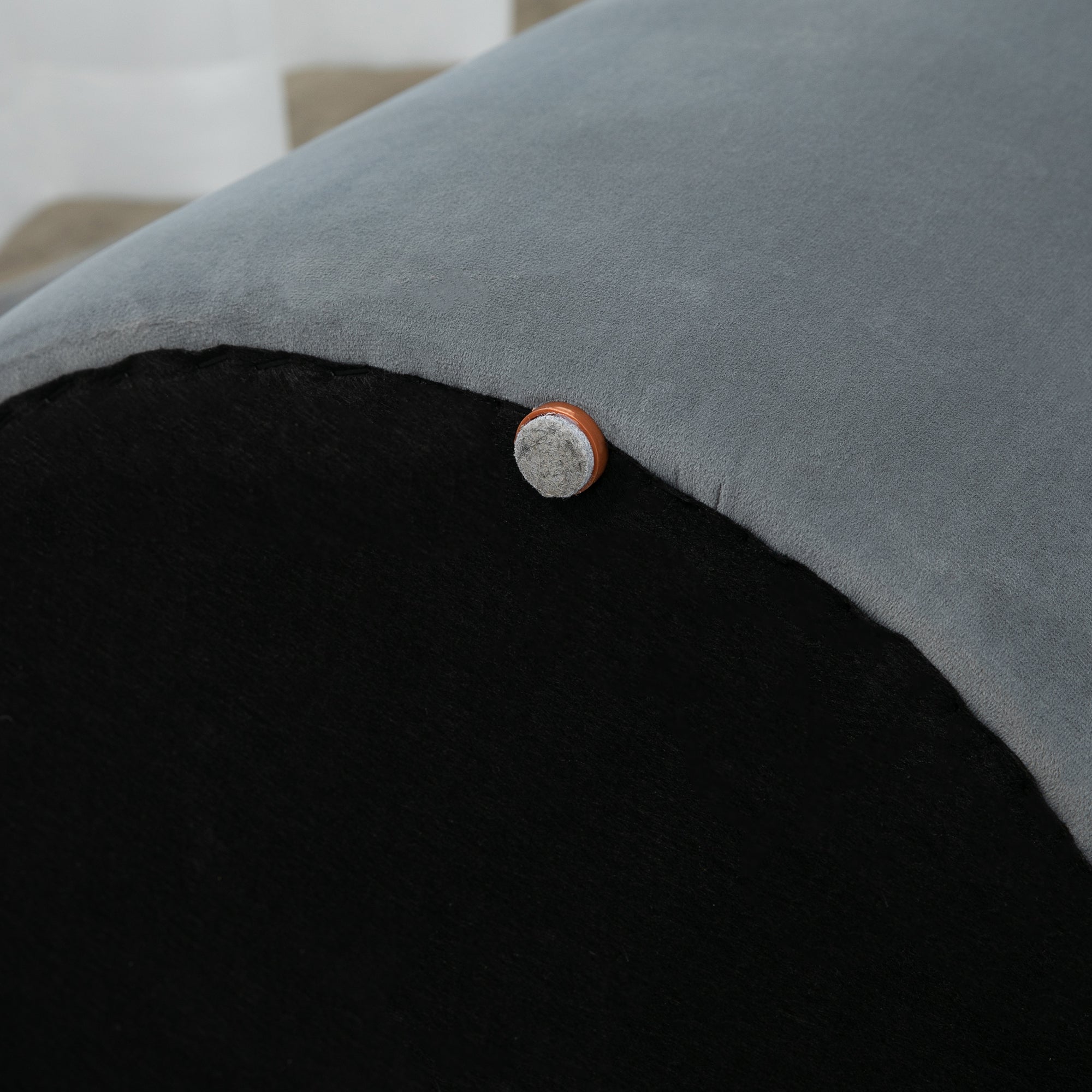 Seat Stool with Storage 2-in-1 Footstool with Lid, Round Ottoman Upholstered Stool with Velvet-Like Texture Side Table for Living Room Bedroom Ø44 x 47.5 cm Grey