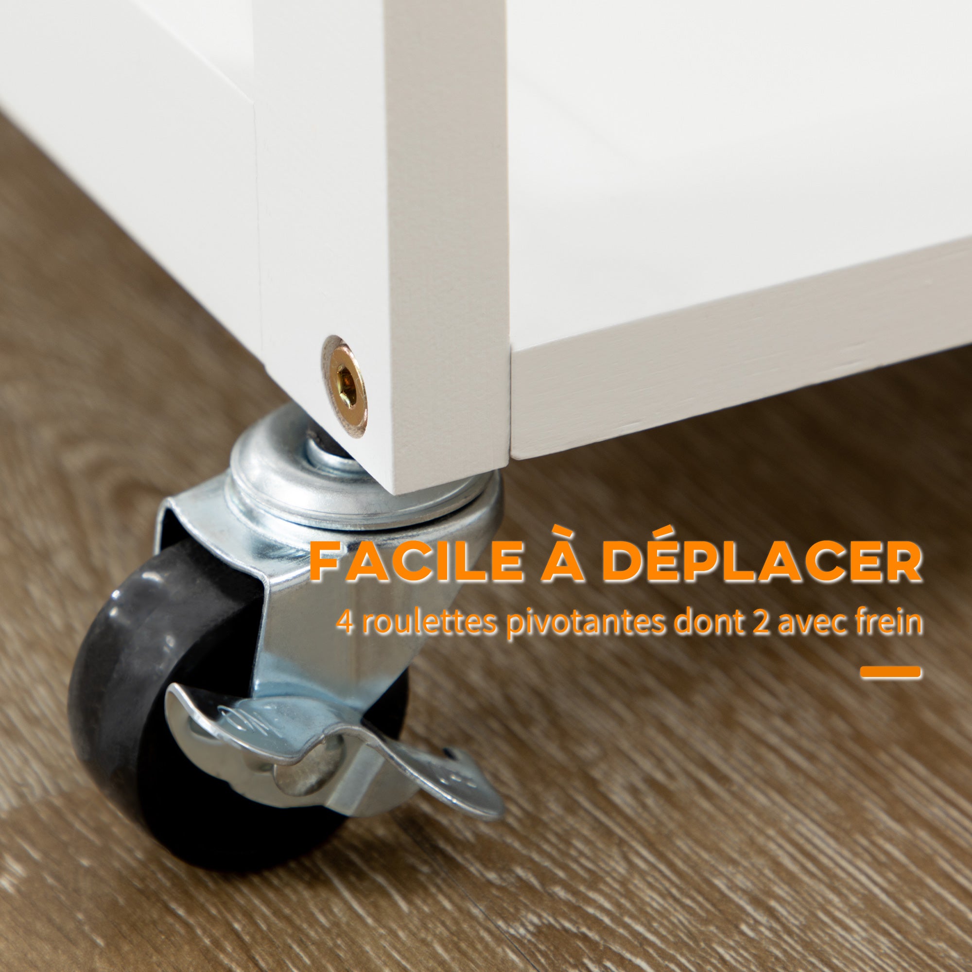 Bar Table Set Kitchen Cart Folding Kitchen Table on Wheels + 2 Stools White and Light Wood - 2 Drawers and Towel Holder