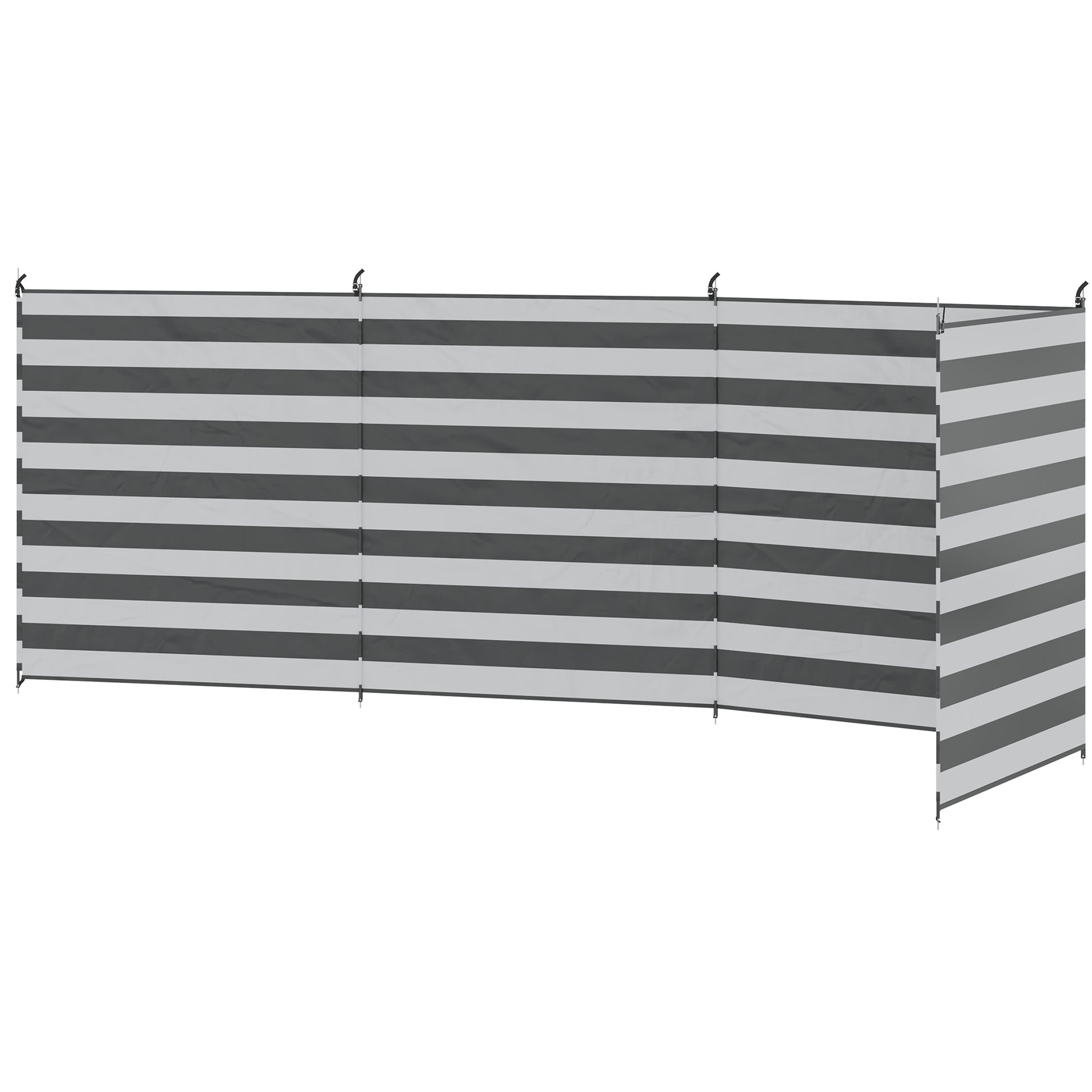 Portable Folding Camping Windbreak with Steel Poles and Carry Bag dim. 540 cm x 150 cm Gray and White