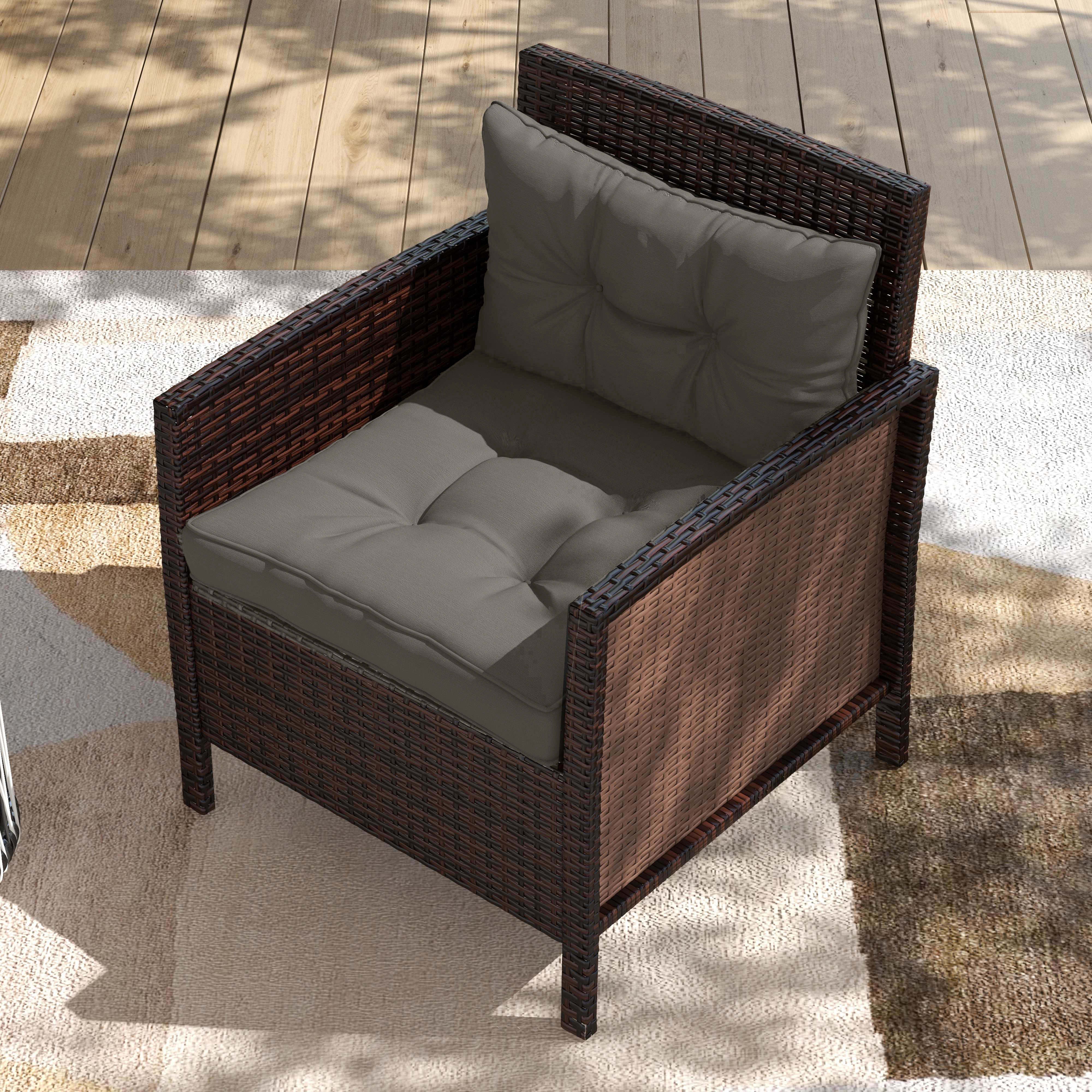 Set of 4 Garden Cushions with 2 Seat Cushions and 2 Back Cushions, Tufted Style, Polyester, Anthracite Gray