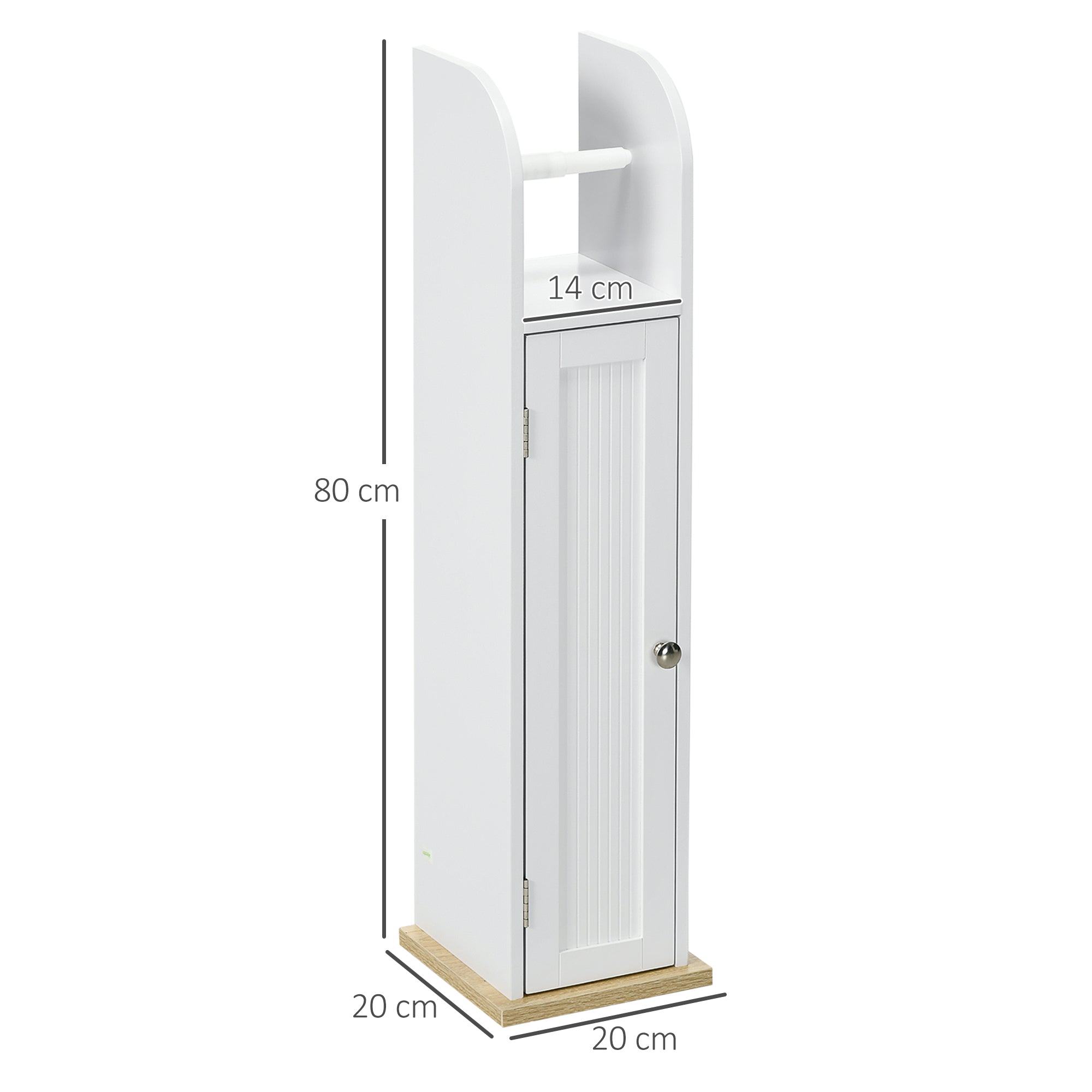 Bathroom Auxiliary Furniture Bathroom Column Bathroom Floor Cabinet with Adjustable Shelves and Toilet Paper Holder 20x20x80 cm White
