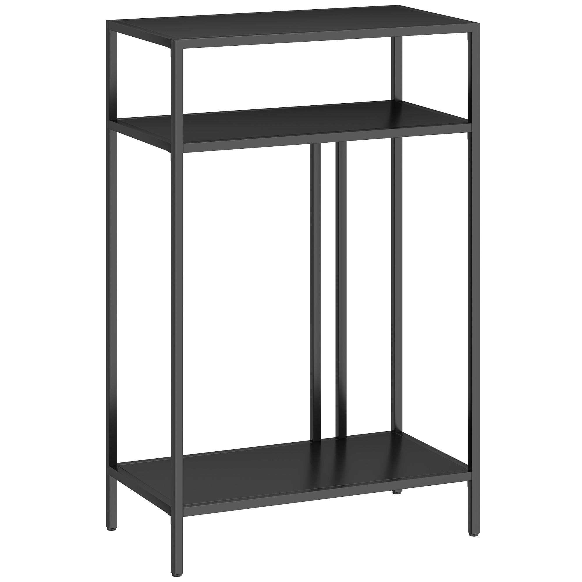 Narrow Console Table with 3 Tiers, Industrial Metal Side Table for Living Room & Hallway, 55 x 30 x 85 cm (21.7 x 11.8 x 33.5 in), Black