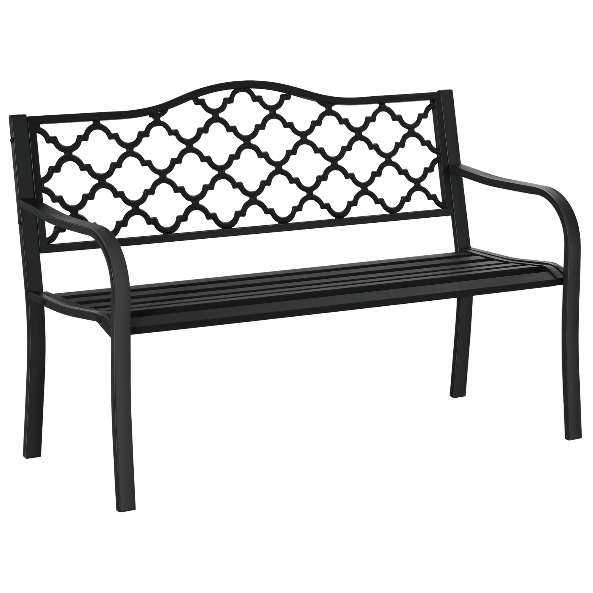 2-Seater Garden Bench Park Bench made of Metal Bench up to 240 kg Bench Terrace Bench with Backrest & Armrests Garden Furniture Cast Iron Black 128 x 58.5 x 89 cm