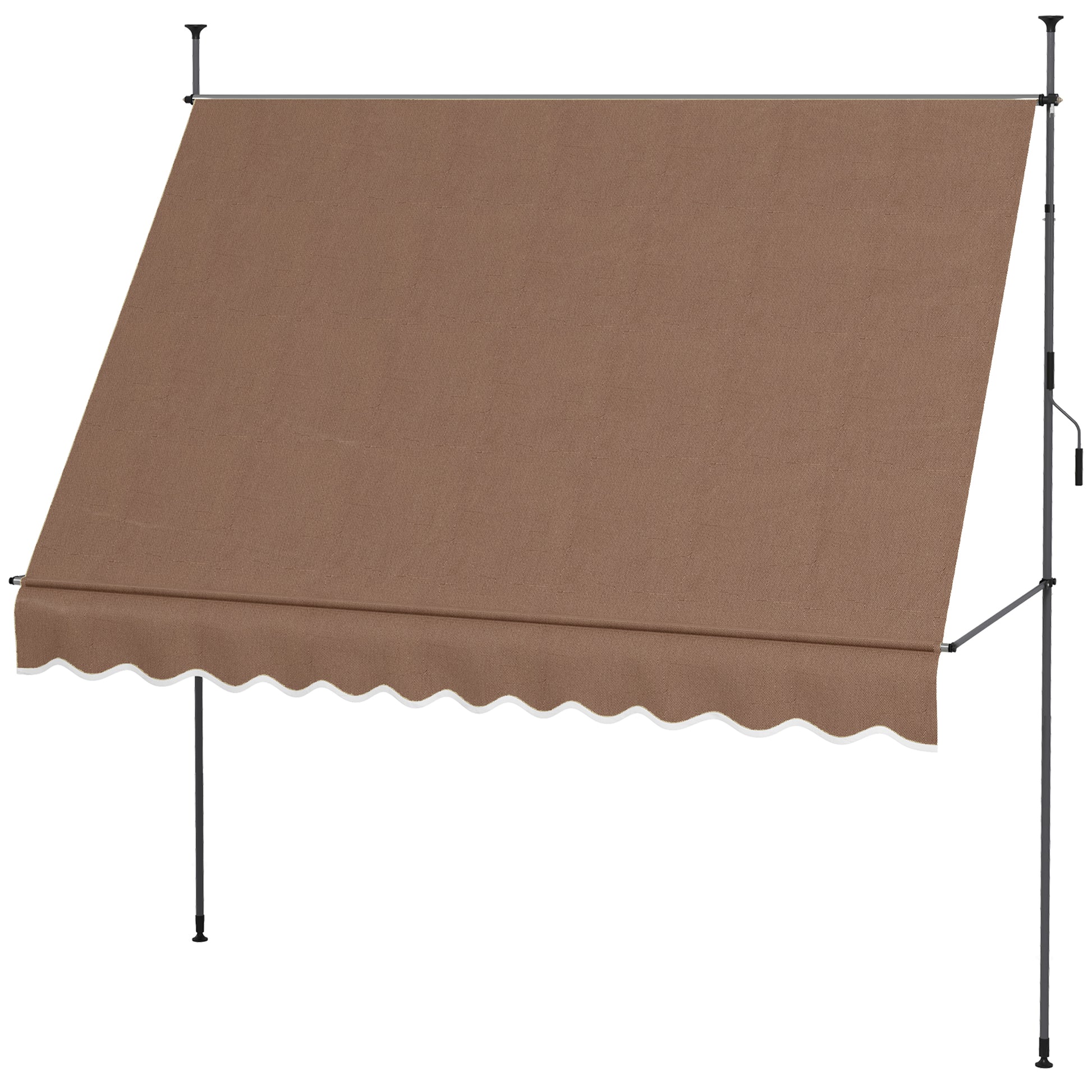 Retractable Manual Awning 3x1.2m Exterior Terrace Roll-up Awning Adjustable Height with Crank 210-300 cm No Drilling UV30+ Protection for Balcony Garden Brown