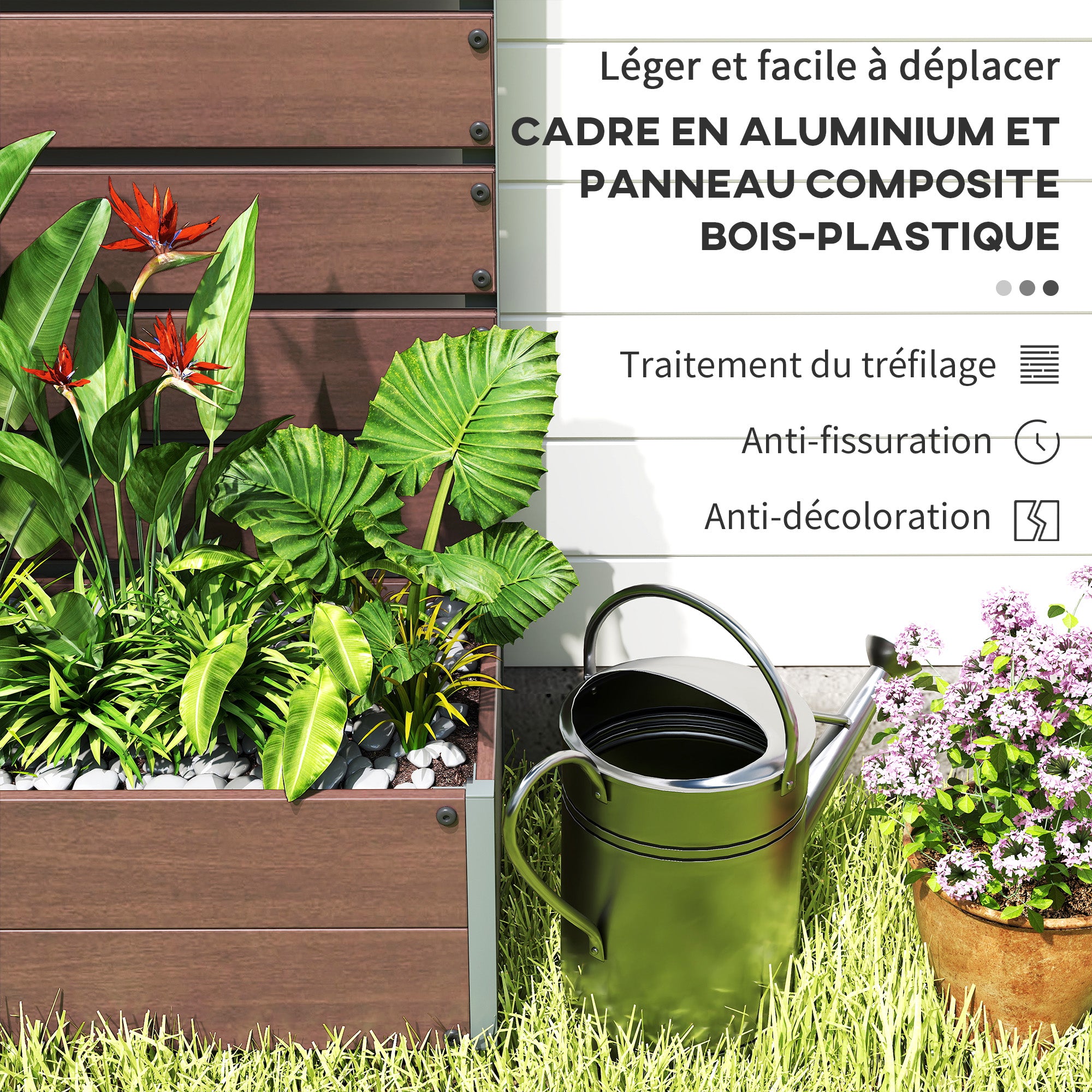 Planter Box with Trellis, Raised Garden Bed, Outdoor Planter for Climbing Plants, Rectangular Plant Pot for Balcony Terrace Patio, 90.5x38x180 cm, Brown