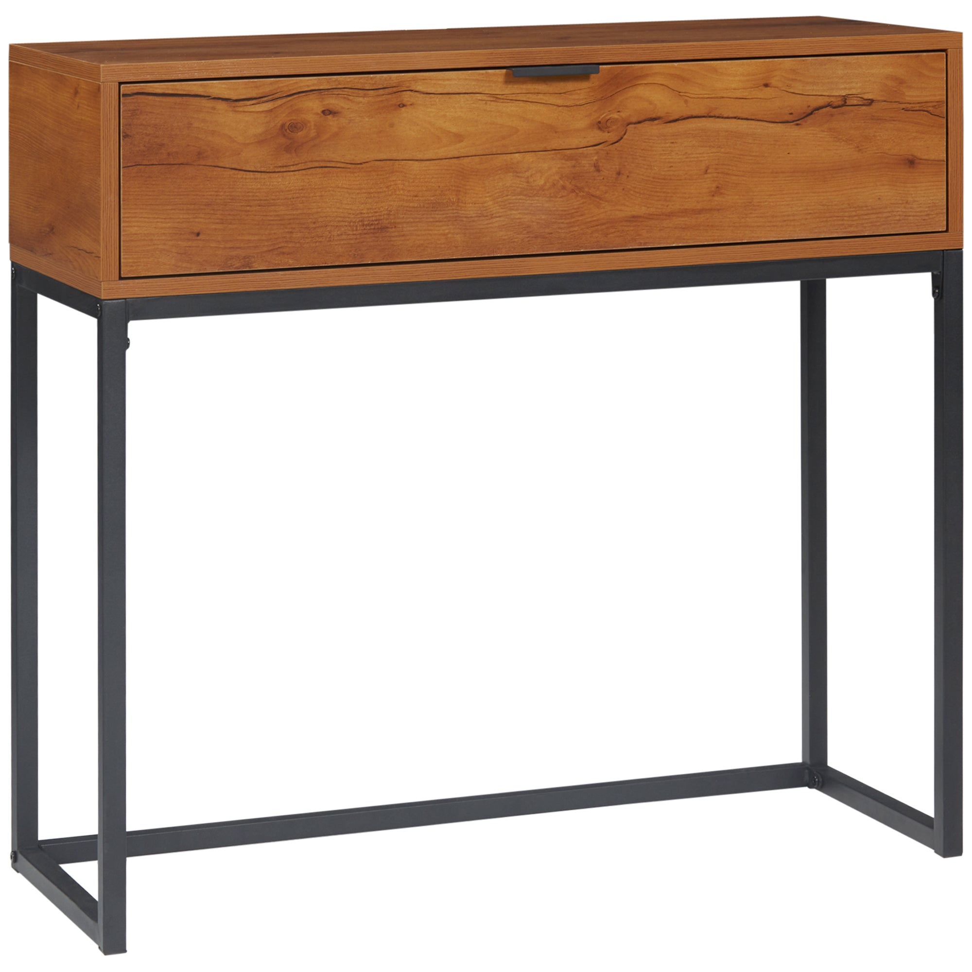 Console Table with Storage, Sofa Table in Industrial Design, Side Table for Entryway, Living Room, Hallway, Steel, Brown, 80 x 30 x 76 cm