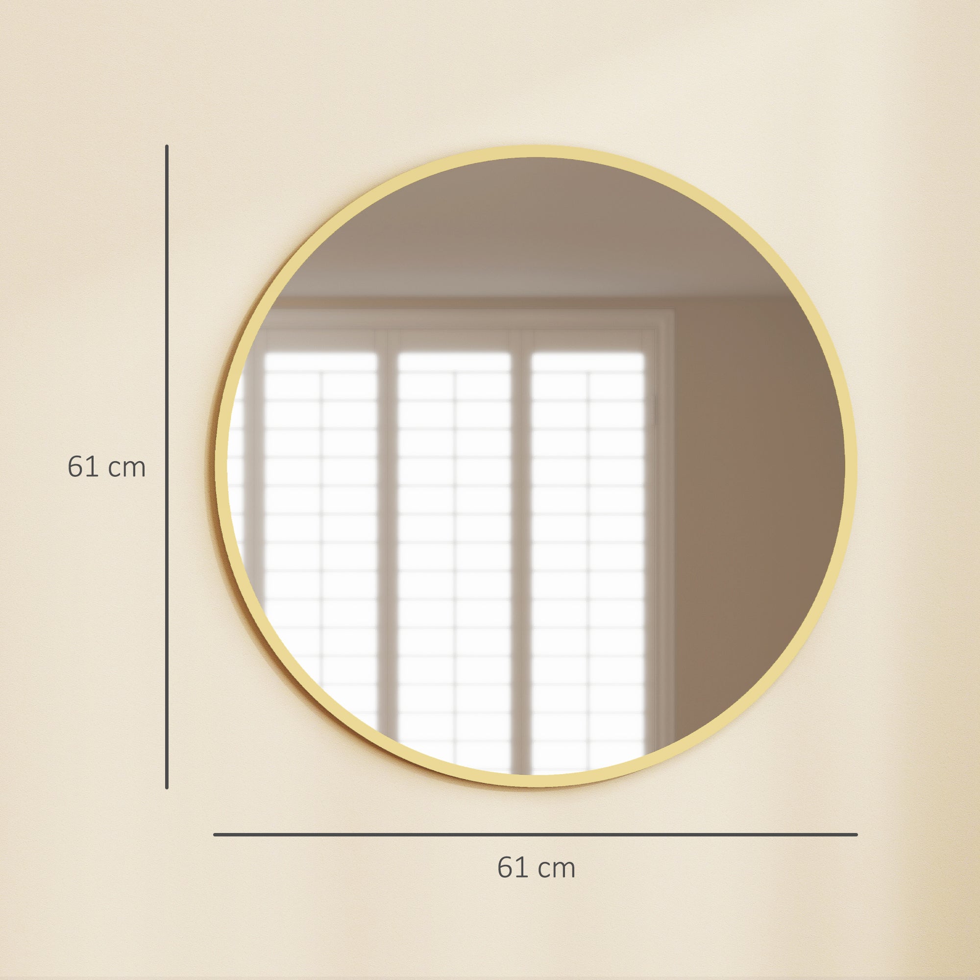 Round Wall Mirror, 24 in (61 cm) Diameter – Gold Aluminum Alloy Frame, Decorative Mirror for Bathroom, Living Room, Bedroom