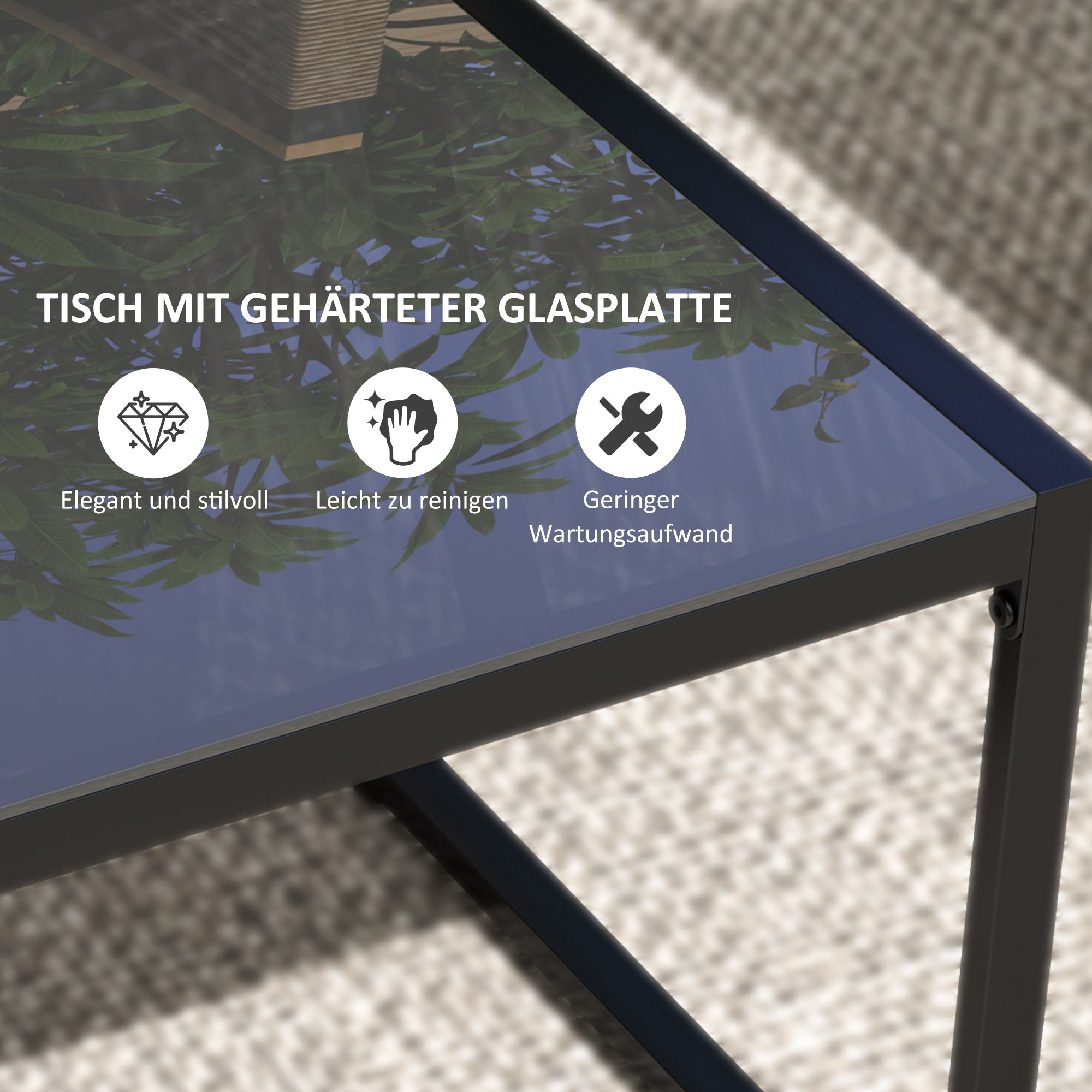 Poly Rattan Garden Furniture Set 4 Persons, Weatherproof Balcony Furniture Set with 2-Seater Sofa, 2 Chairs Glass Table Seat Cushions, Outdoor Seating Group, Patio Furniture Garden Set for Garden Balcony, Black