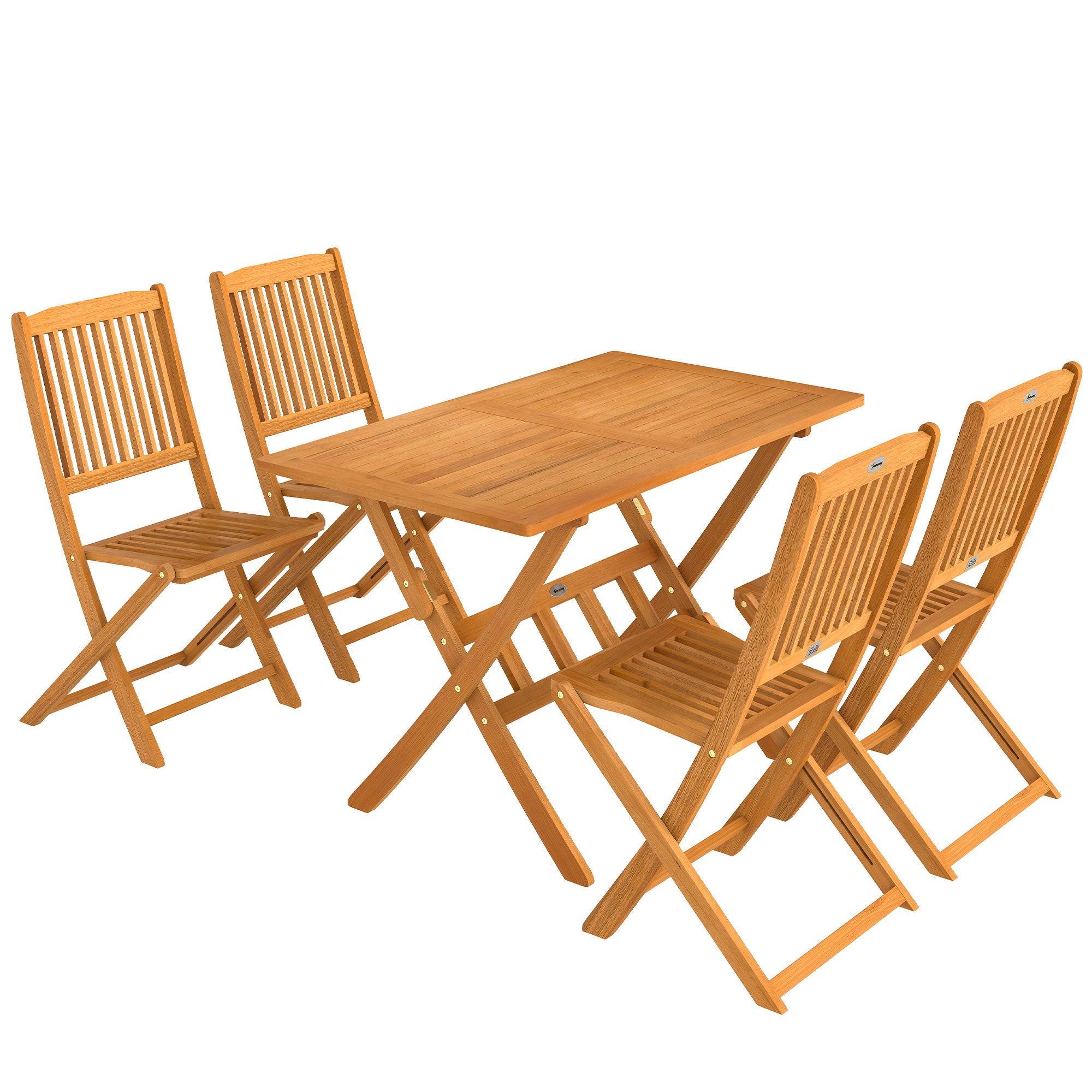 5-Piece Folding Acacia Wood Garden Dining Set – FSC-Certified, Slatted Table + 4 Foldable Chairs, Weather-Resistant (Natural)