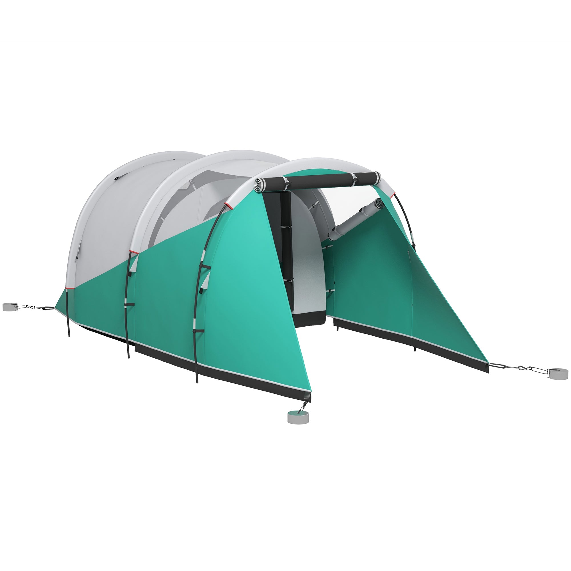 Tunnel Tent, Camping Tent for 5 People, Family Tent with 2 Rooms, Carrying Bag, 3000mm Waterproof Group Tent, for Garden, Campsite, Green