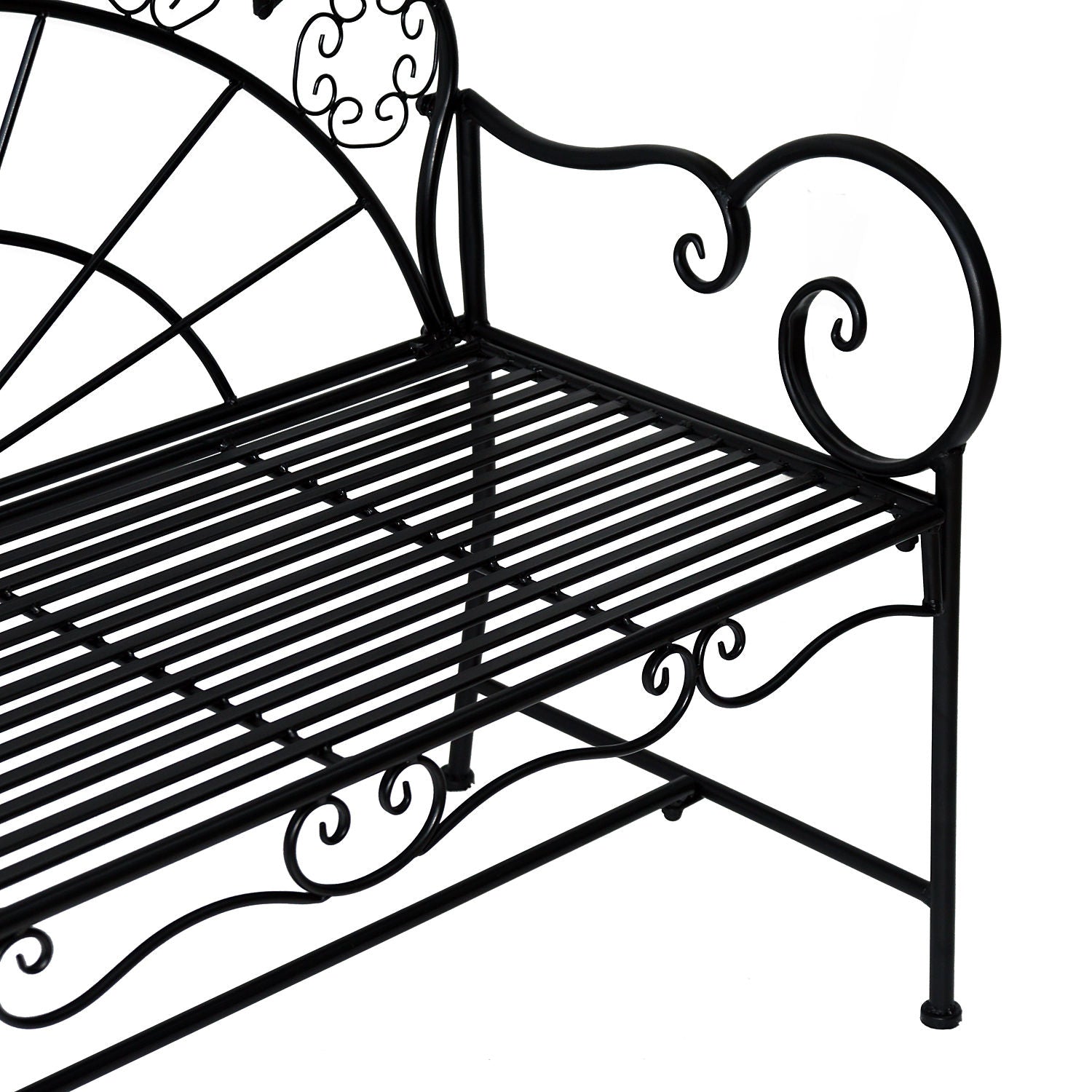 2-Seater Garden Bench Sturdy, Rust-free Park Bench Seat Bench Outdoor Furniture for Patio, Garden, and General Outdoor Area 107cm x 55.5cm x 90.5cm, Black