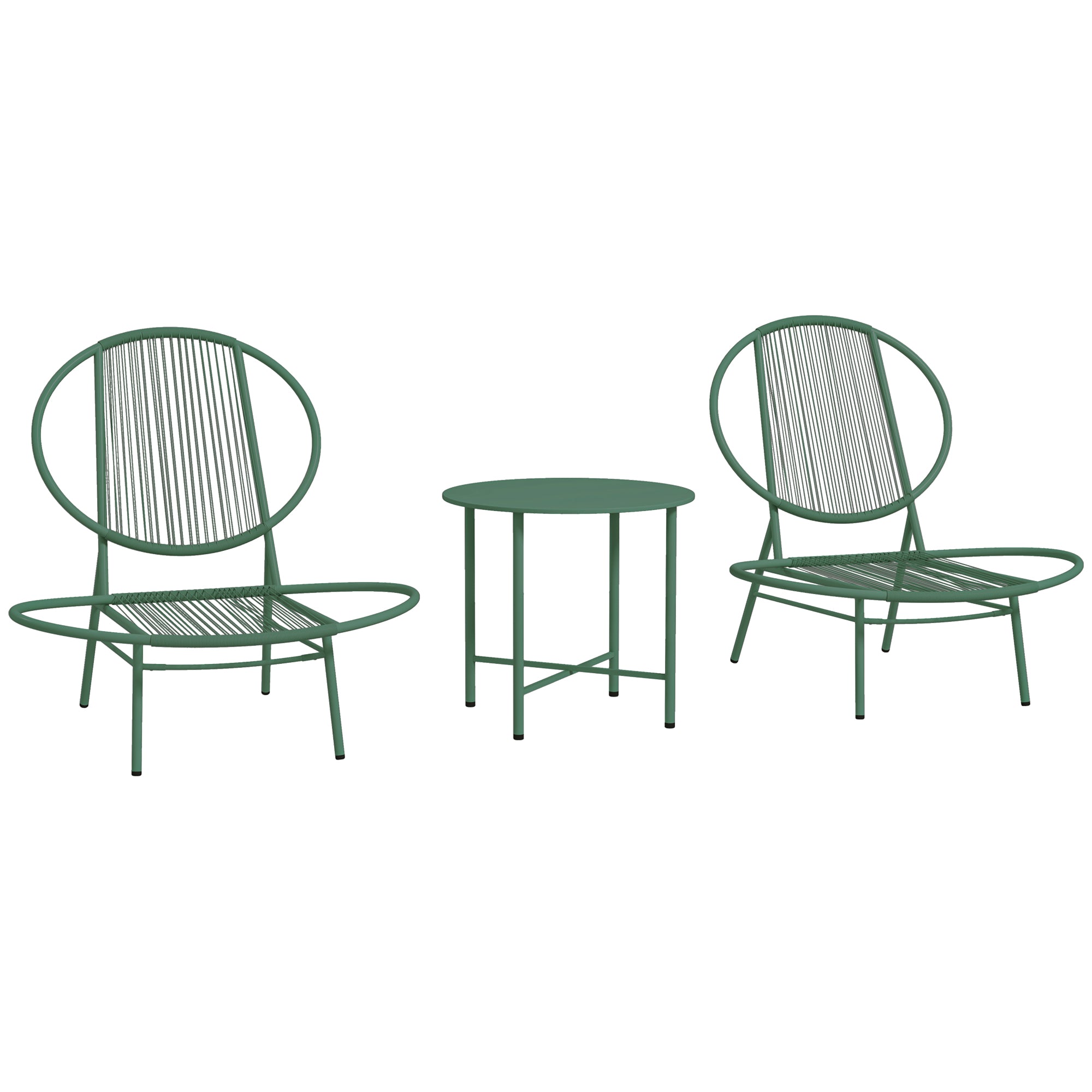 Garden Furniture Set, 3 Pieces, Outdoor Seating for 2 with 2 Acapulco Chairs and Coffee Table, Garden Furniture, Patio, Balcony, Porch, Dark Green
