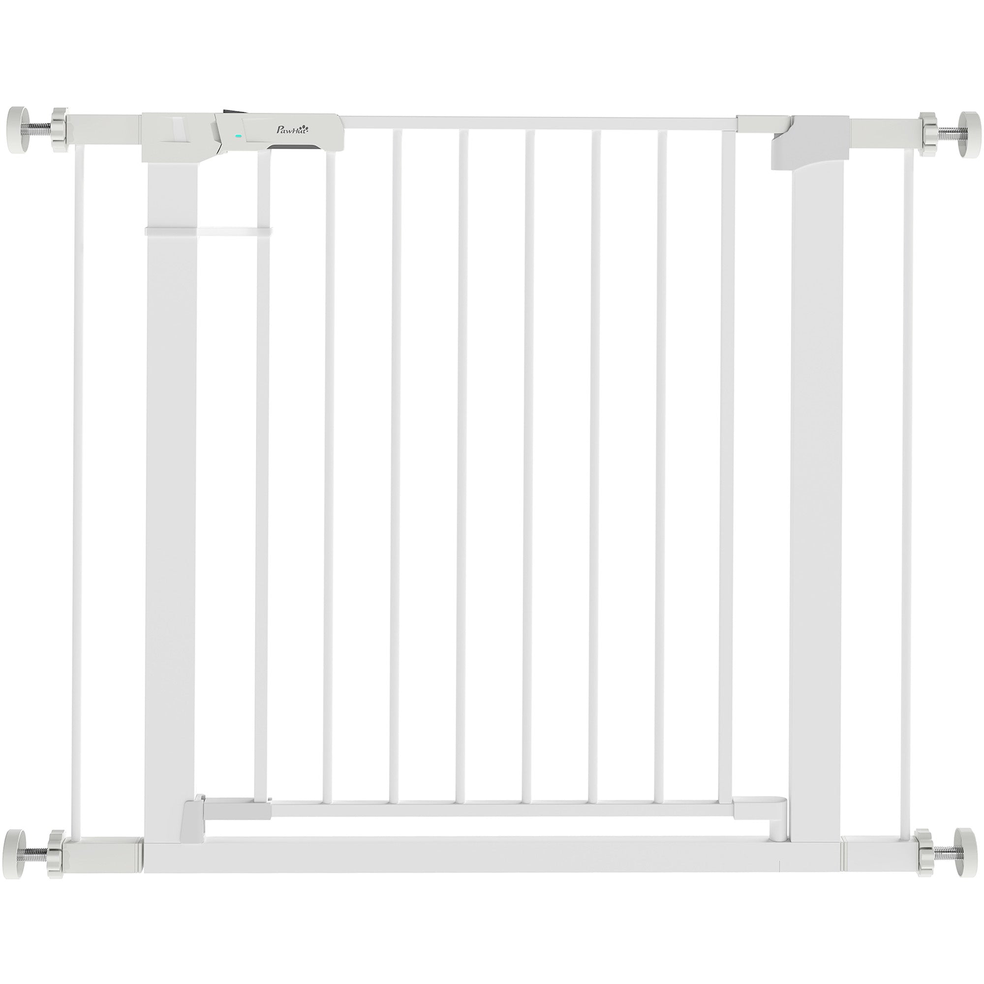 Door Guard Gate, Stair Gate, Pet Gate Without Drilling, 76-97 cm Adjustable Barrier, Auto-Close Baby Safety Gate, for Children and Pets, Steel, White
