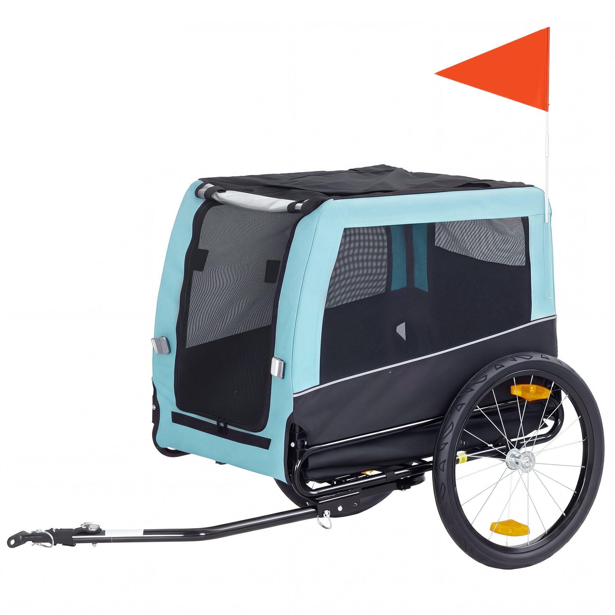Dog Bike Trailer, Foldable Dog Trailer with Reflective Safety Strips and Internal Leash, for Medium Dogs up to 44 lb — Light Blue