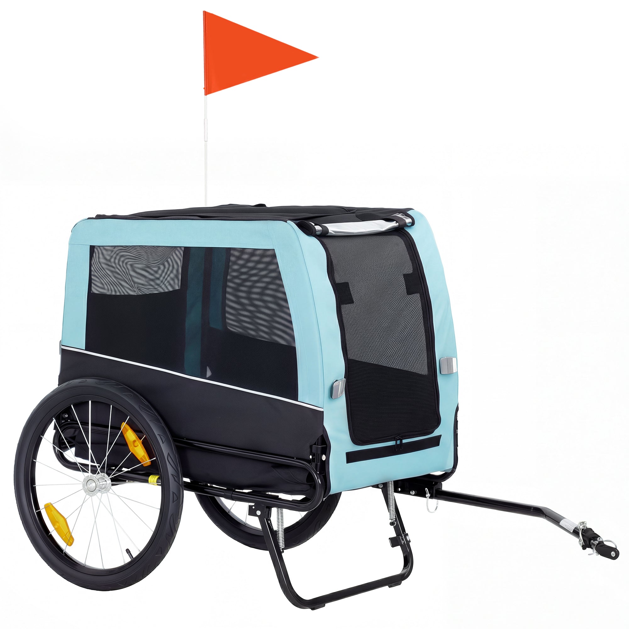 Dog Bike Trailer, Foldable Dog Trailer with Reflective Safety Strips and Internal Leash, for Medium Dogs up to 44 lb — Light Blue