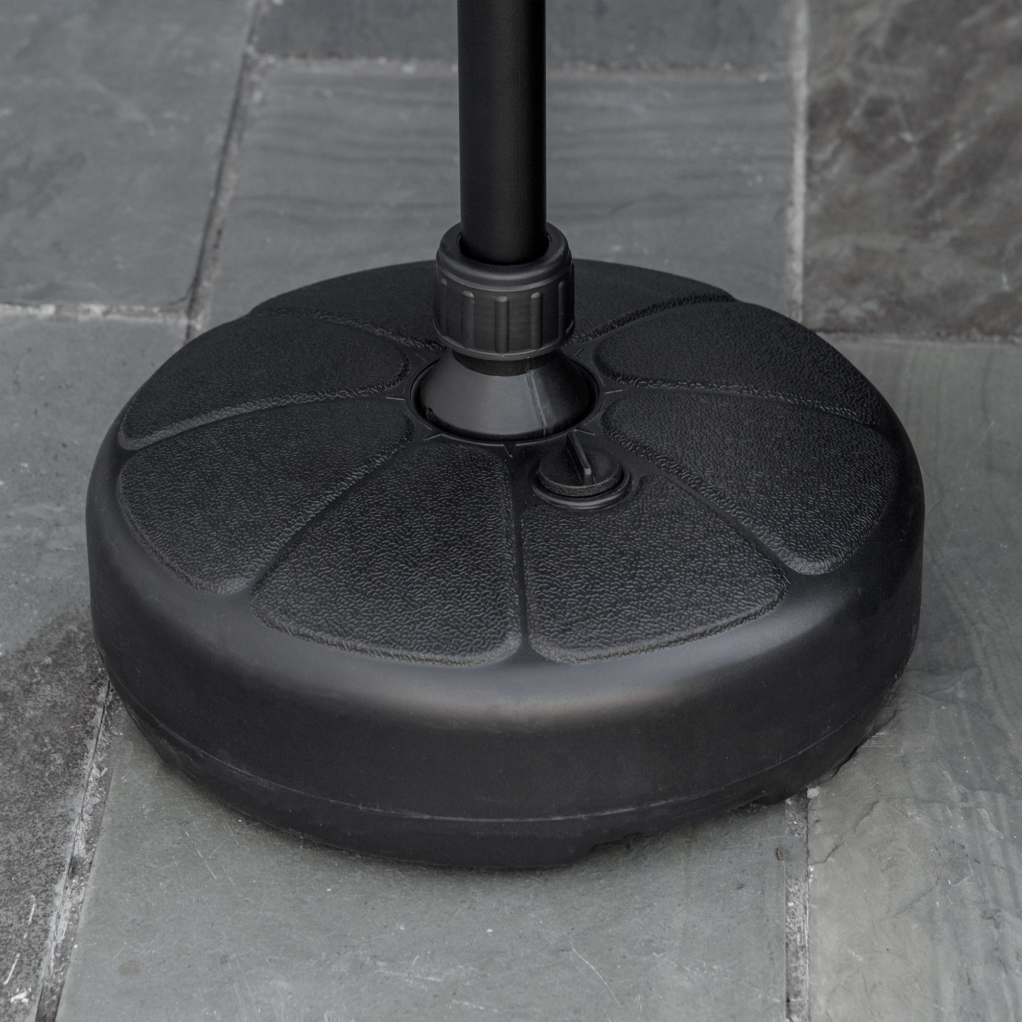 Water Fillable Umbrella Base 13 kg or Sand 19 kg Round Parasol Stand Suitable for Ø32-38 mm Poles for Garden Patio Terrace Ø38x21.5 cm Black
