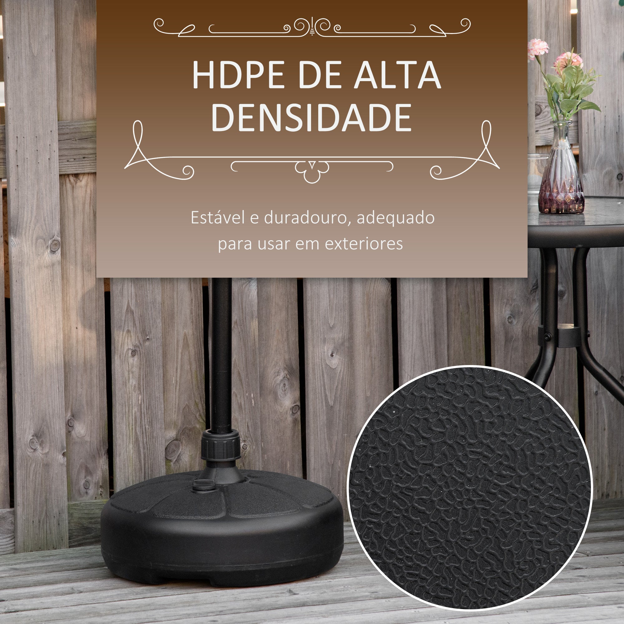 Water Fillable Umbrella Base 13 kg or Sand 19 kg Round Parasol Stand Suitable for Ø32-38 mm Poles for Garden Patio Terrace Ø38x21.5 cm Black