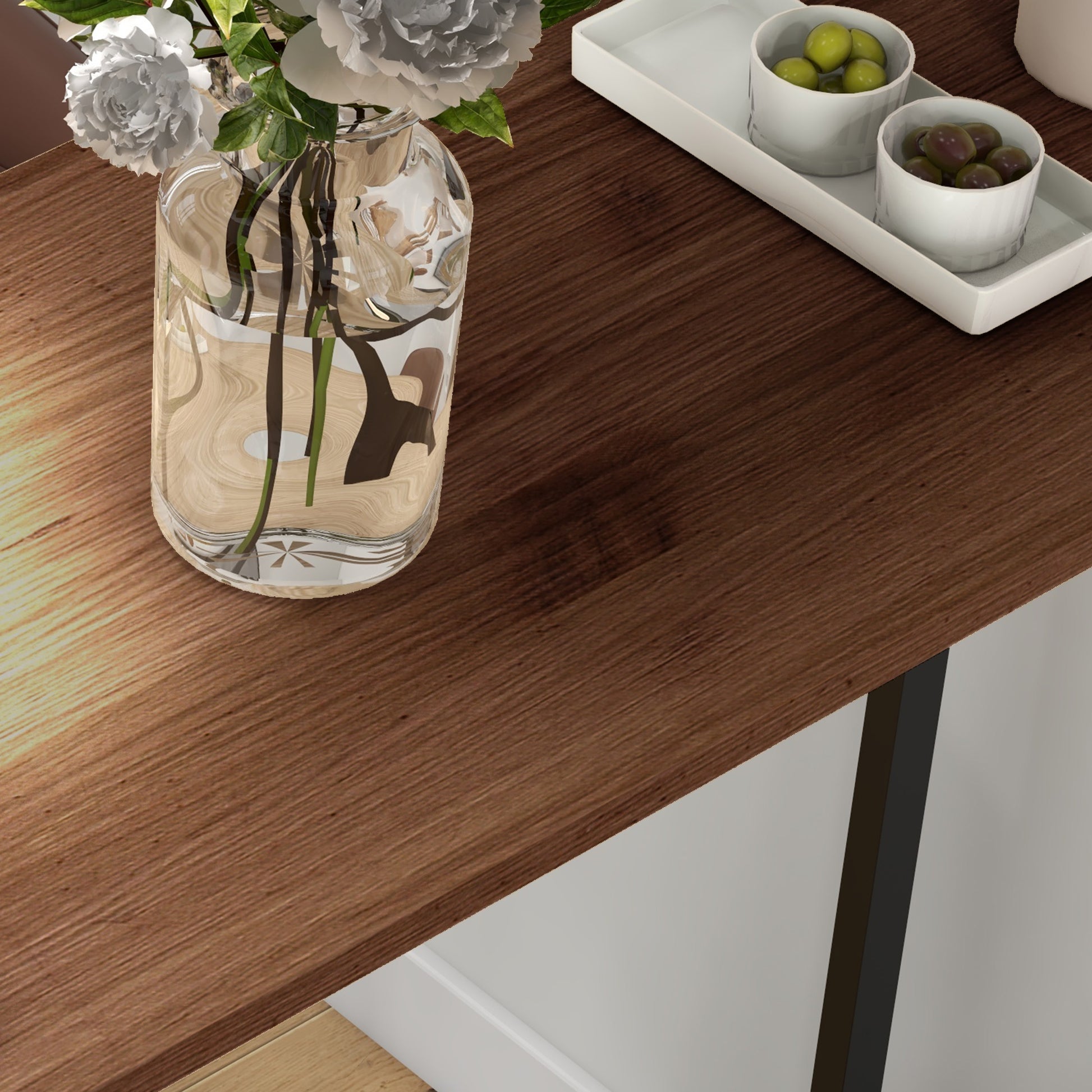 Bar Table High Table Counter Table with 3 Shelves Bar Counter Kitchen Table with Wood Look, Steel Frame, for Dining Room, Kitchen, Brown, 120 x 40 x 105 cm