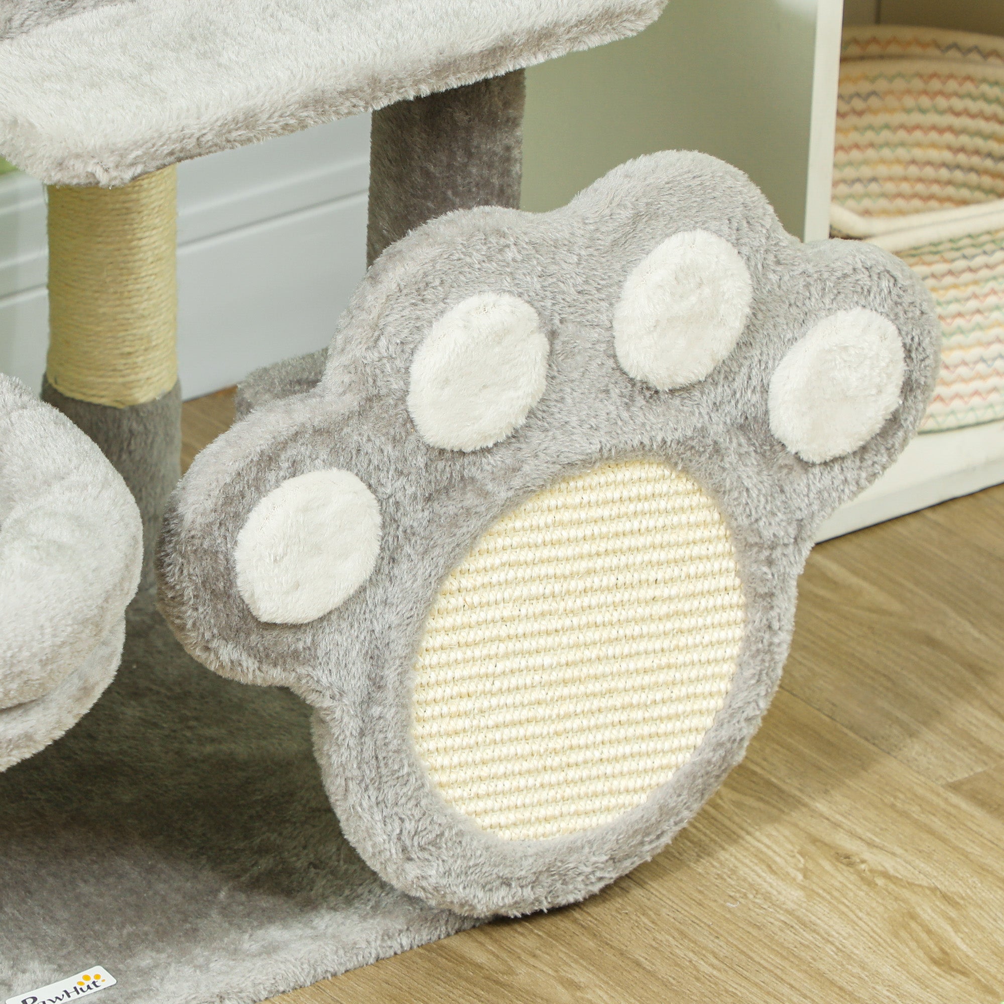 Cat Scratching Tree 110 cm Cat Tree Tower with Nests Cave Platform Scratching Mat Hanging Ball Light Gray