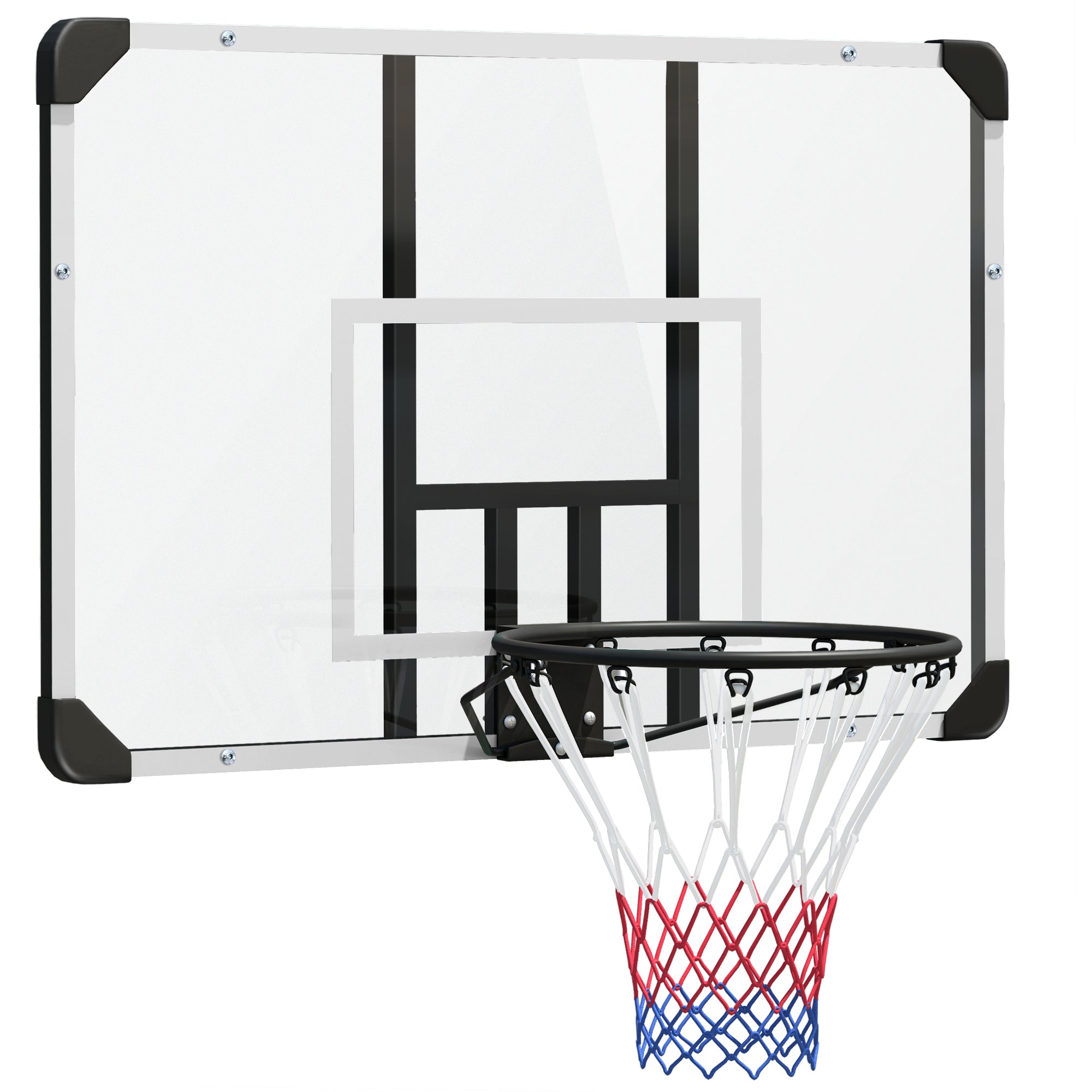 SPORTNOW Basketball Hoop with Backboard, Outdoor Basketball Rim with Ø45 cm Steel Hoop and Net, Wall Mount, Basketball Board for Kids Teens Adults, White