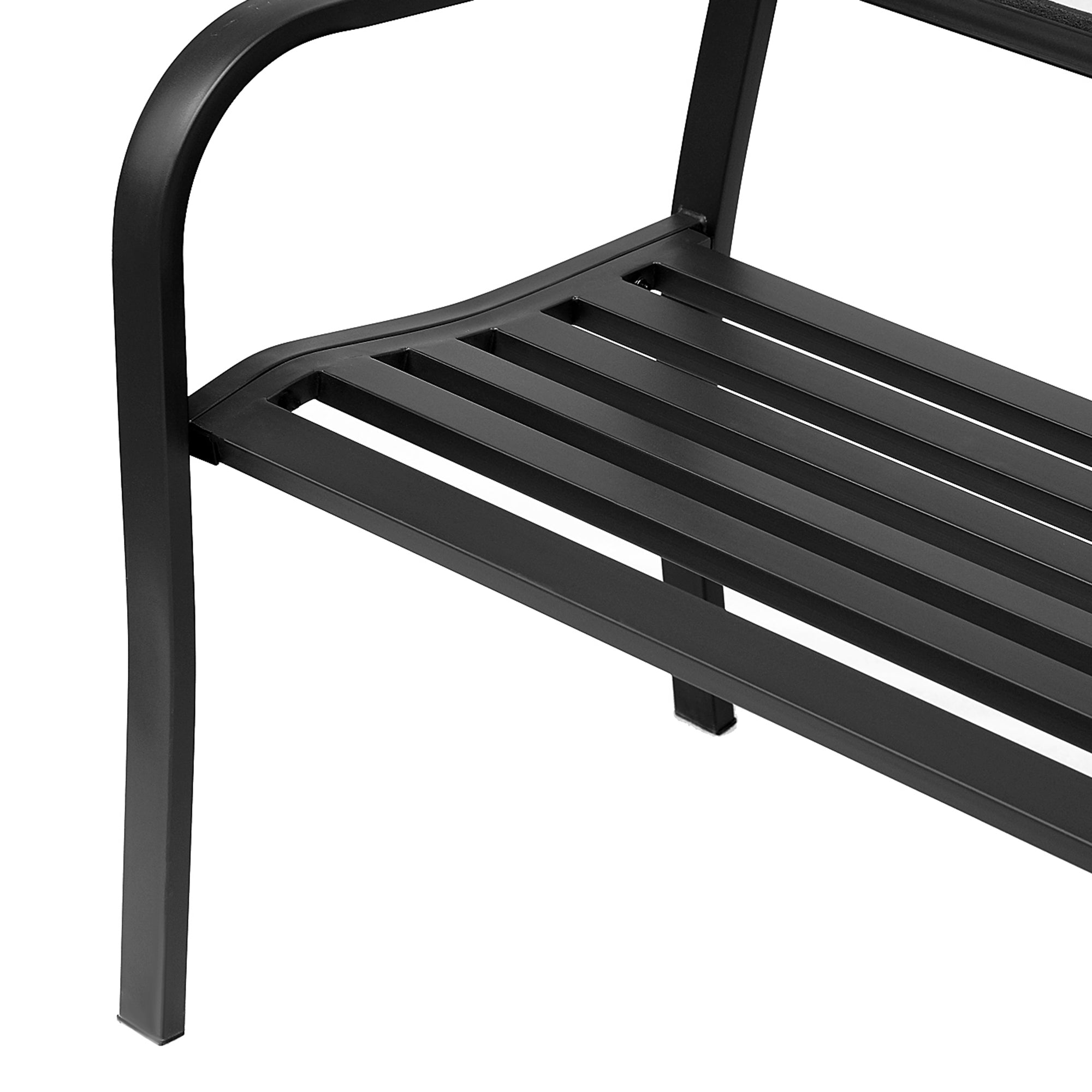 3-Seater Garden Bench Outdoor Garden Style Rural Chic for balcony terrace patio 127 x 60 x 85 cm sturdy anti-corrosion epoxy-coated metal Black