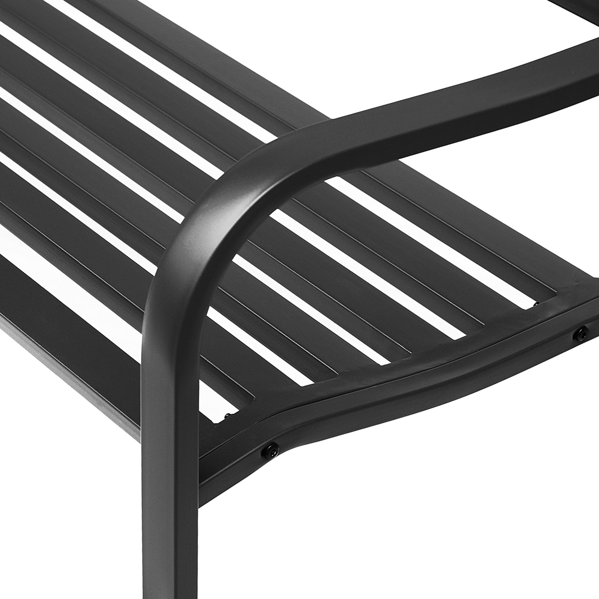 3-Seater Garden Bench Outdoor Garden Style Rural Chic for balcony terrace patio 127 x 60 x 85 cm sturdy anti-corrosion epoxy-coated metal Black