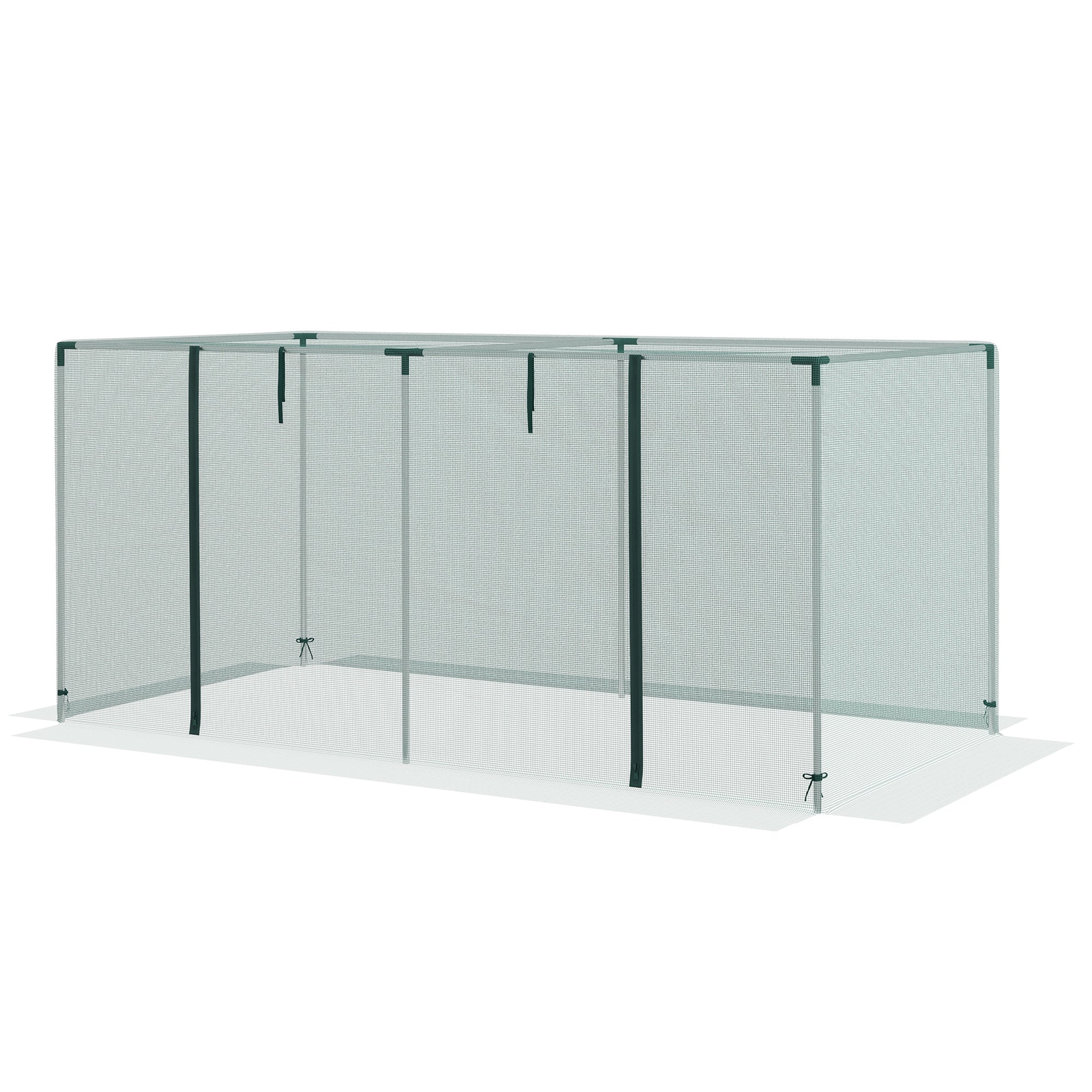 Garden Greenhouse Plant Growing Cage, Zippered Door, Galvanized Steel Tubes, Plant Protection Tent, Green