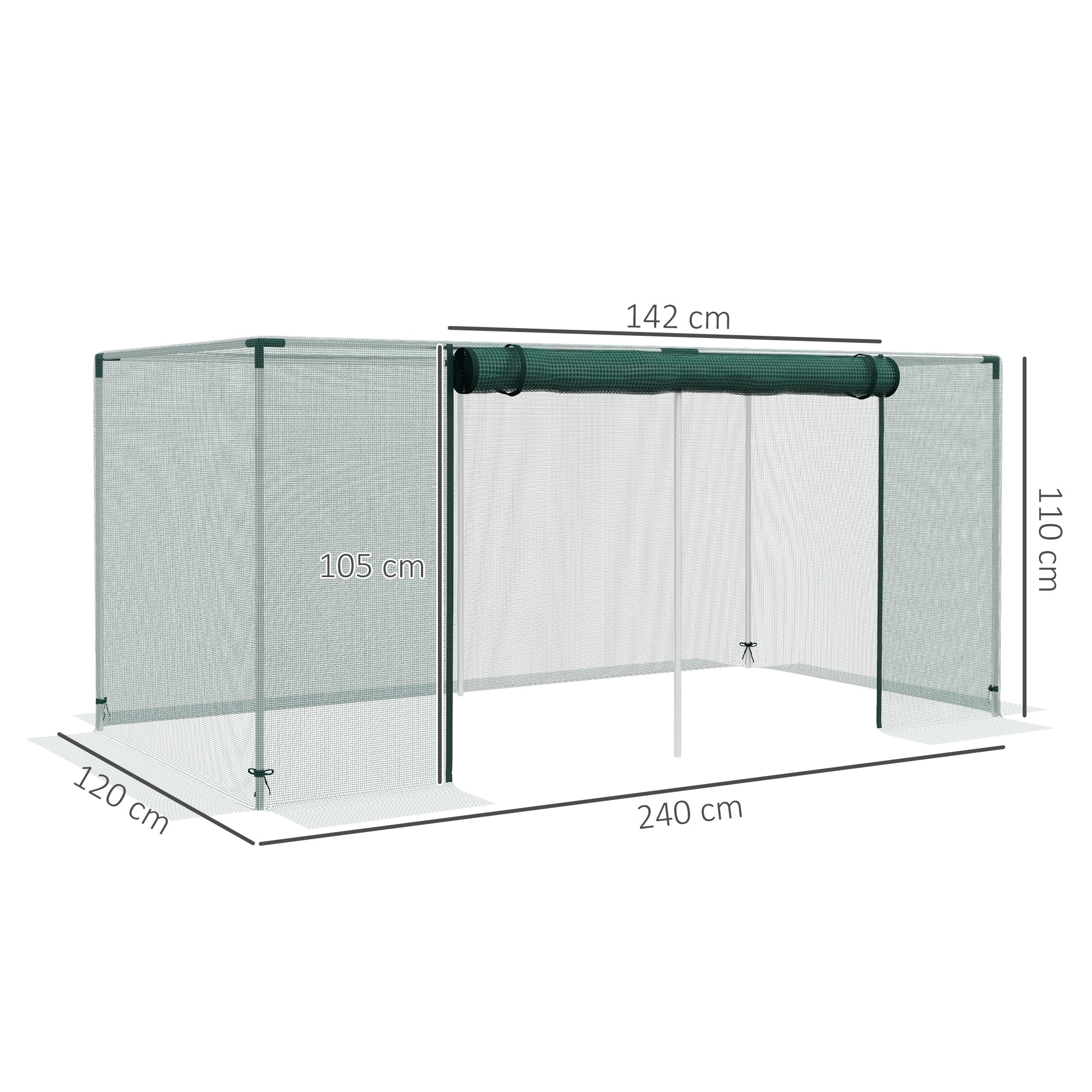 Garden Greenhouse Plant Growing Cage, Zippered Door, Galvanized Steel Tubes, Plant Protection Tent, Green