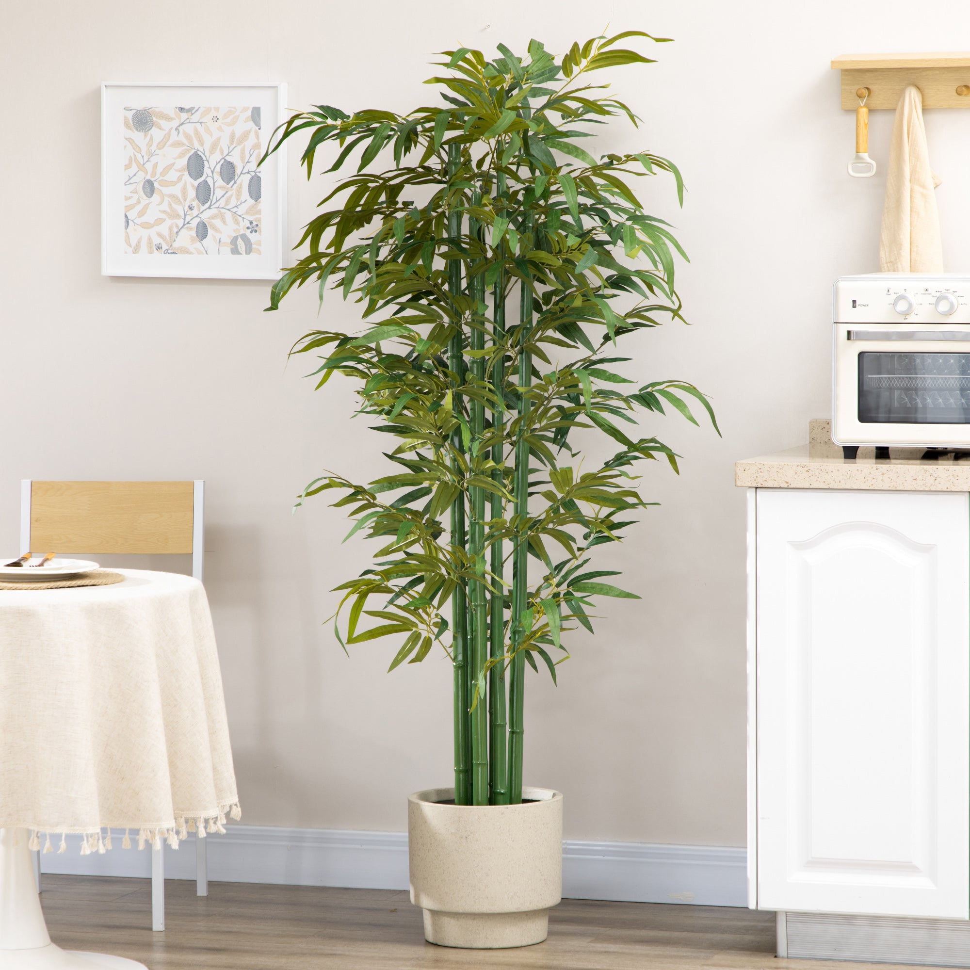 Artificial Plant, 180 cm Artificial Bamboo Tree, Fake Plant with Pot, Lifelike Indoor Plant for Living Room, Bedroom, Green