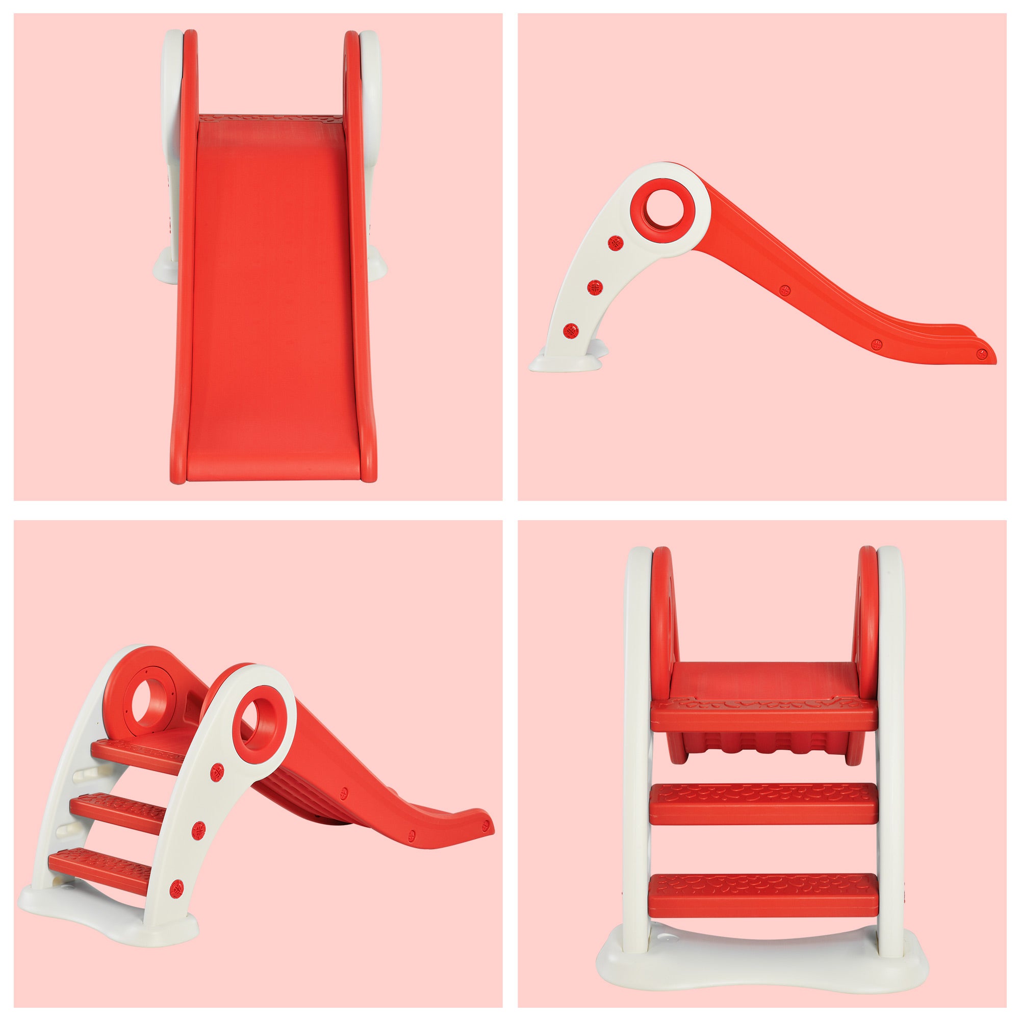 Foldable Children's Slide 3 to 6 Years Indoor Outdoor use dim. 120L x 50W x 56H cm HDPE Red