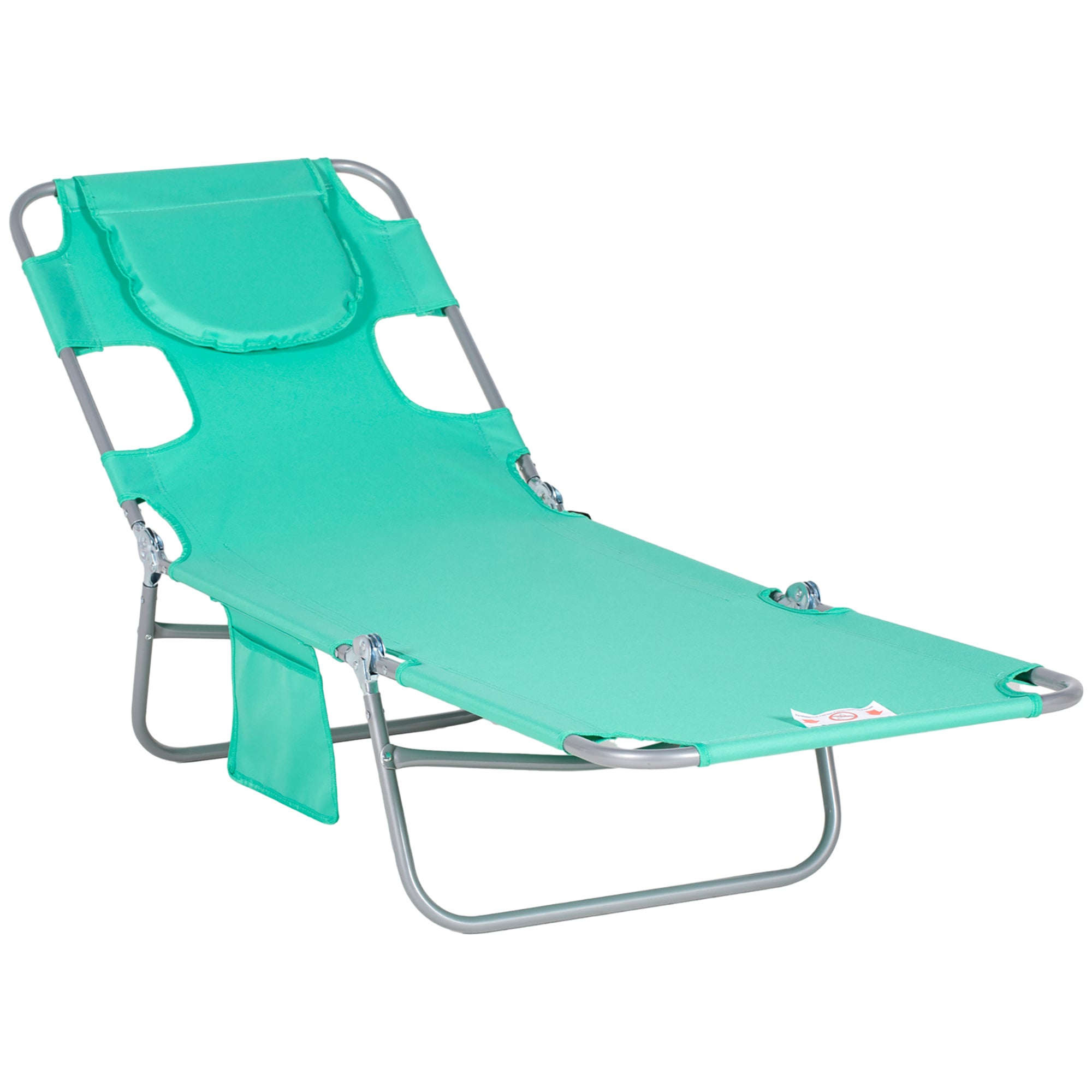 Foldable Sun Lounger Garden Lounger with Reading Window, Headrest, Reclining Chair with 5-Position Adjustable Backrest, Weatherproof Camping Lounger up to 120 kg Load Capacity, for Garden Beach Pool, Green