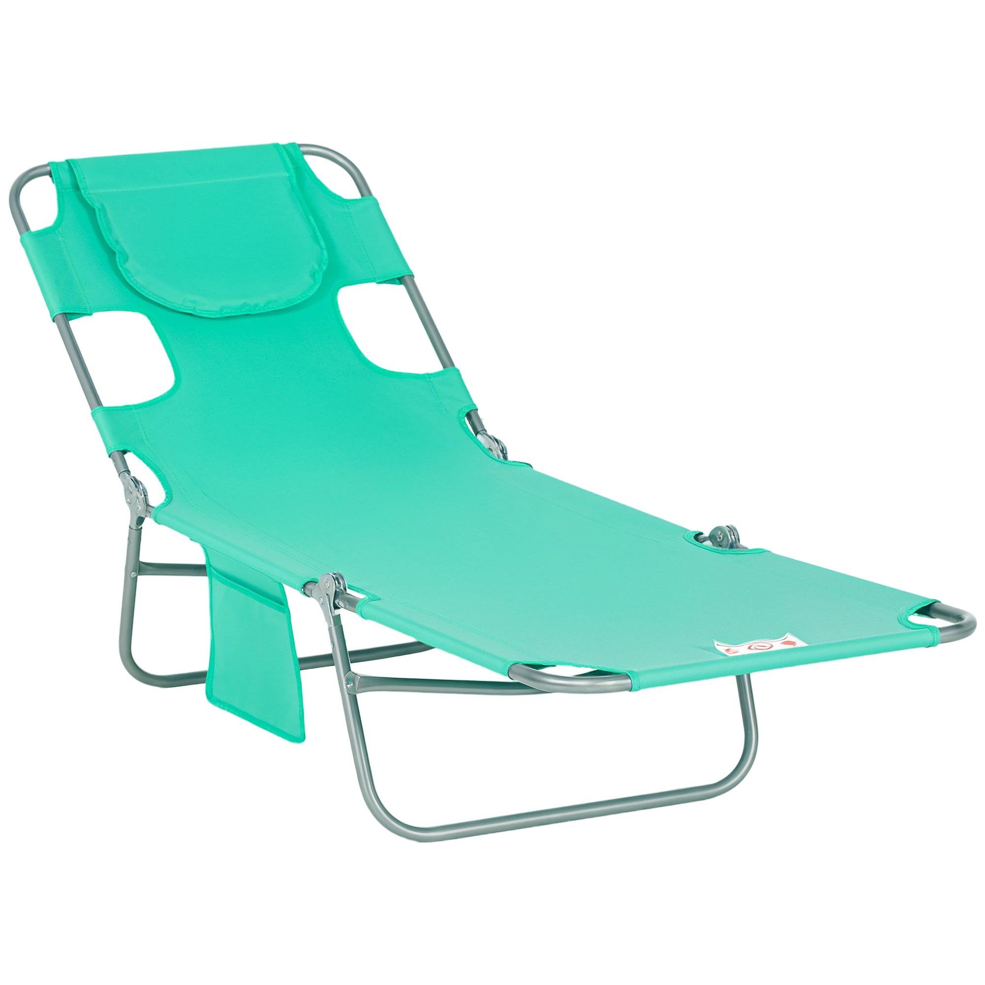 Foldable Sun Lounger Garden Lounger with Reading Window, Headrest, Reclining Chair with 5-Position Adjustable Backrest, Weatherproof Camping Lounger up to 120 kg Load Capacity, for Garden Beach Pool, Green