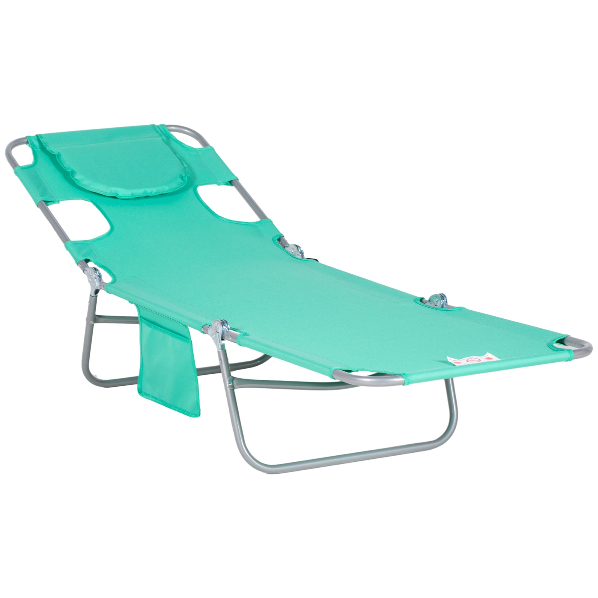 Foldable Sun Lounger Garden Lounger with Reading Window, Headrest, Reclining Chair with 5-Position Adjustable Backrest, Weatherproof Camping Lounger up to 120 kg Load Capacity, for Garden Beach Pool, Green