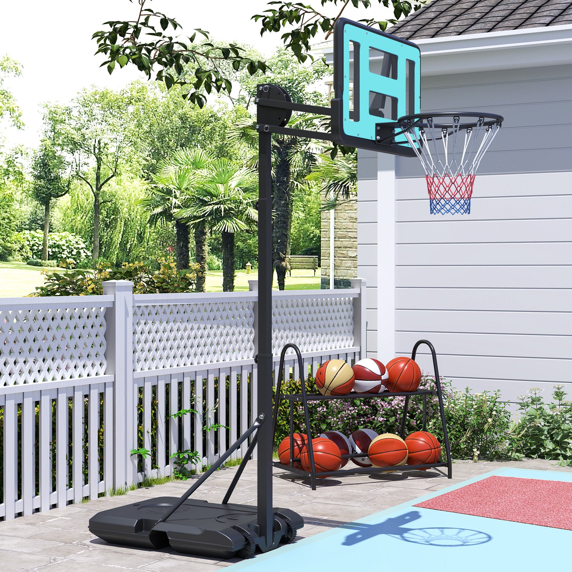SPORTNOW Outdoor Basketball Hoop with Stand Wheels 146–236 cm Height Adjustable Basketball Stand with 71x45cm Backboard Portable Basket for Teens Adults Indoor Basketball System