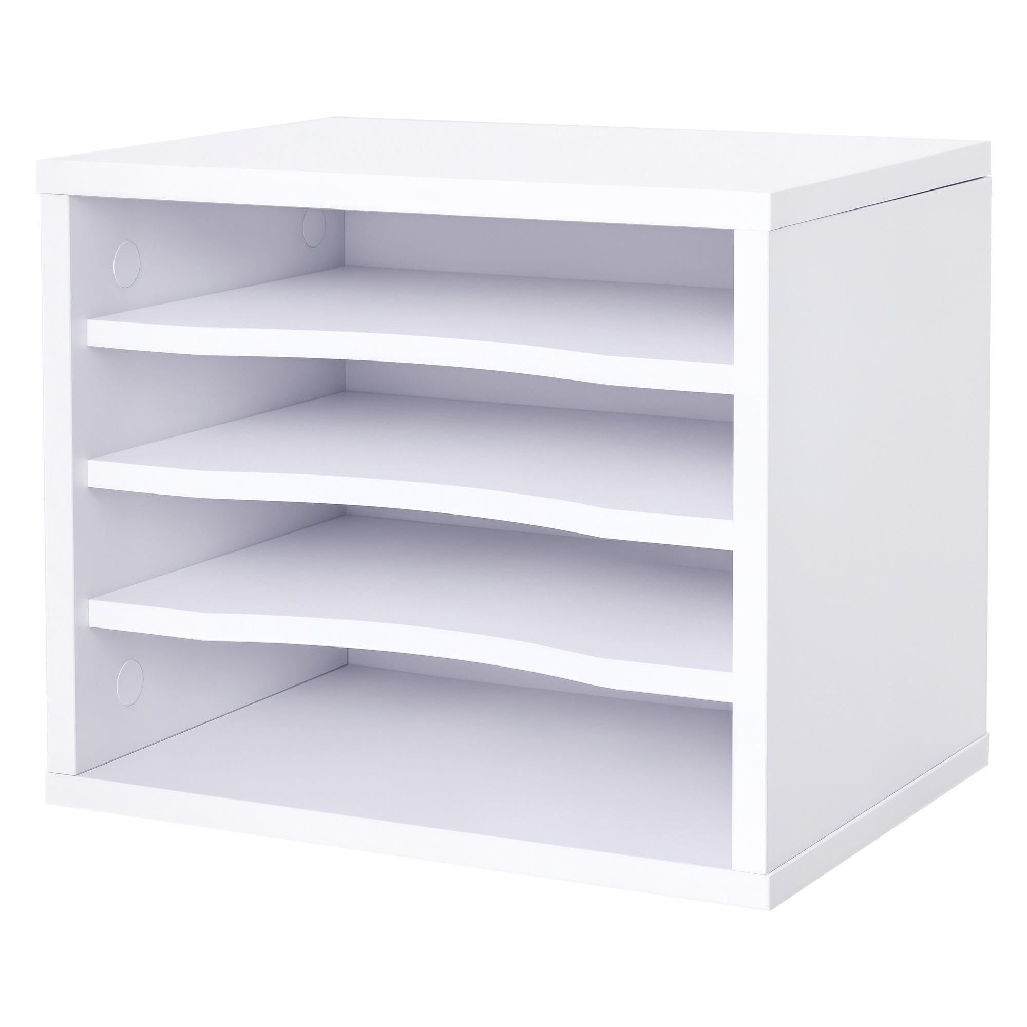 White Wood Desk Organizer with 4 Layers Printer Stand Dim. 35.5L x 25W x 28.6H cm