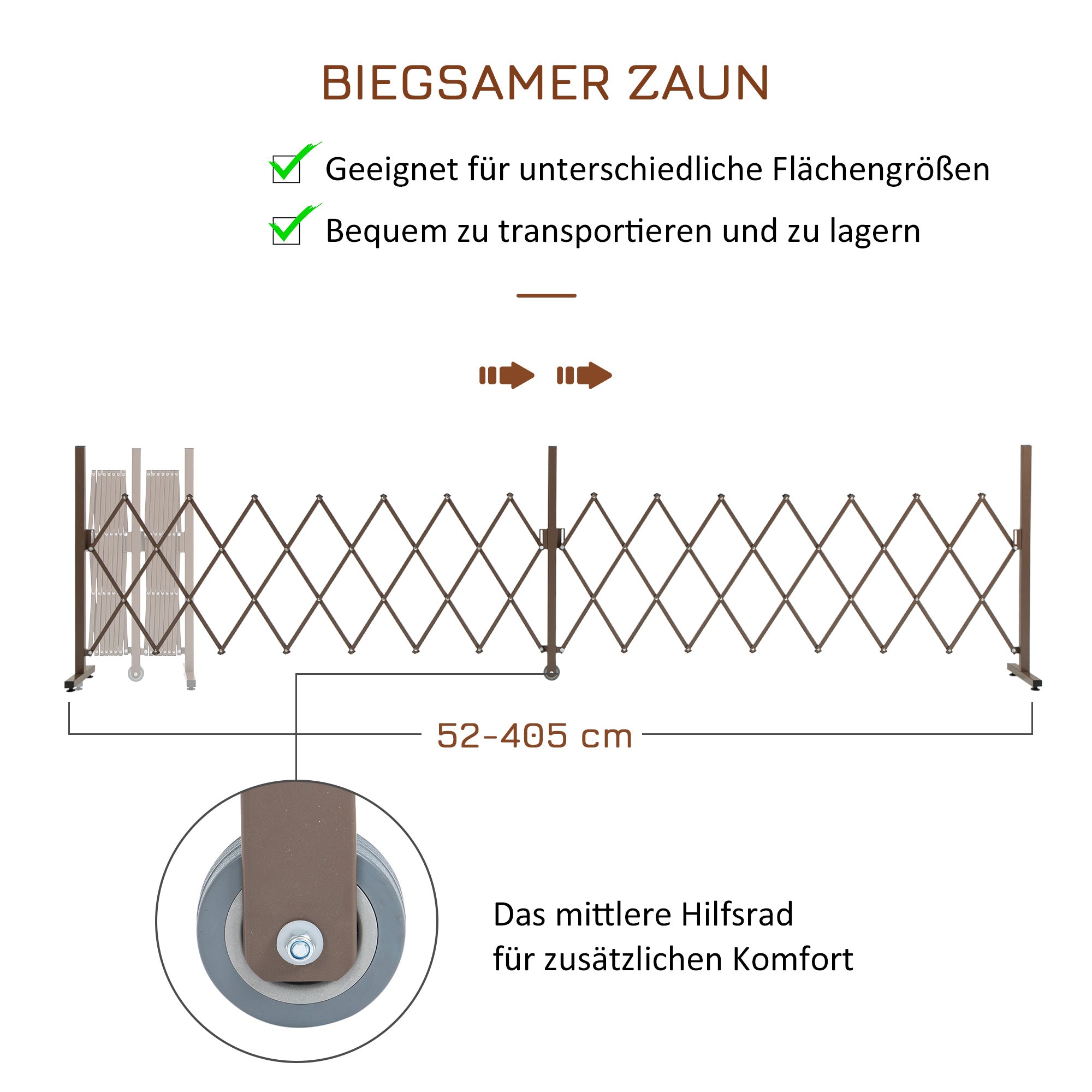 Scissor Gate Barrier Expandable 52-405cm Garden Aluminum Dark Brown H103.5cm