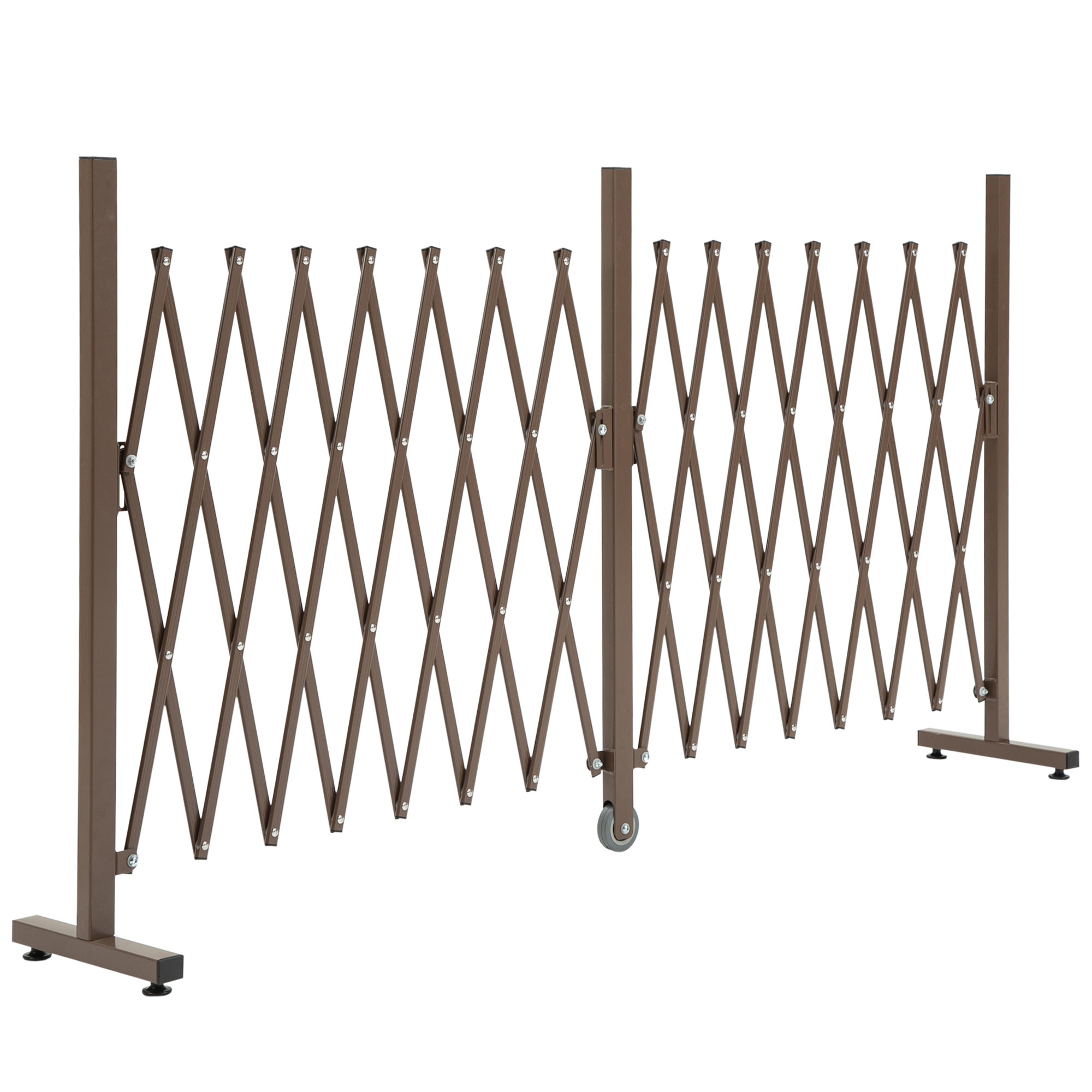 Scissor Gate Barrier Expandable 52-405cm Garden Aluminum Dark Brown H103.5cm
