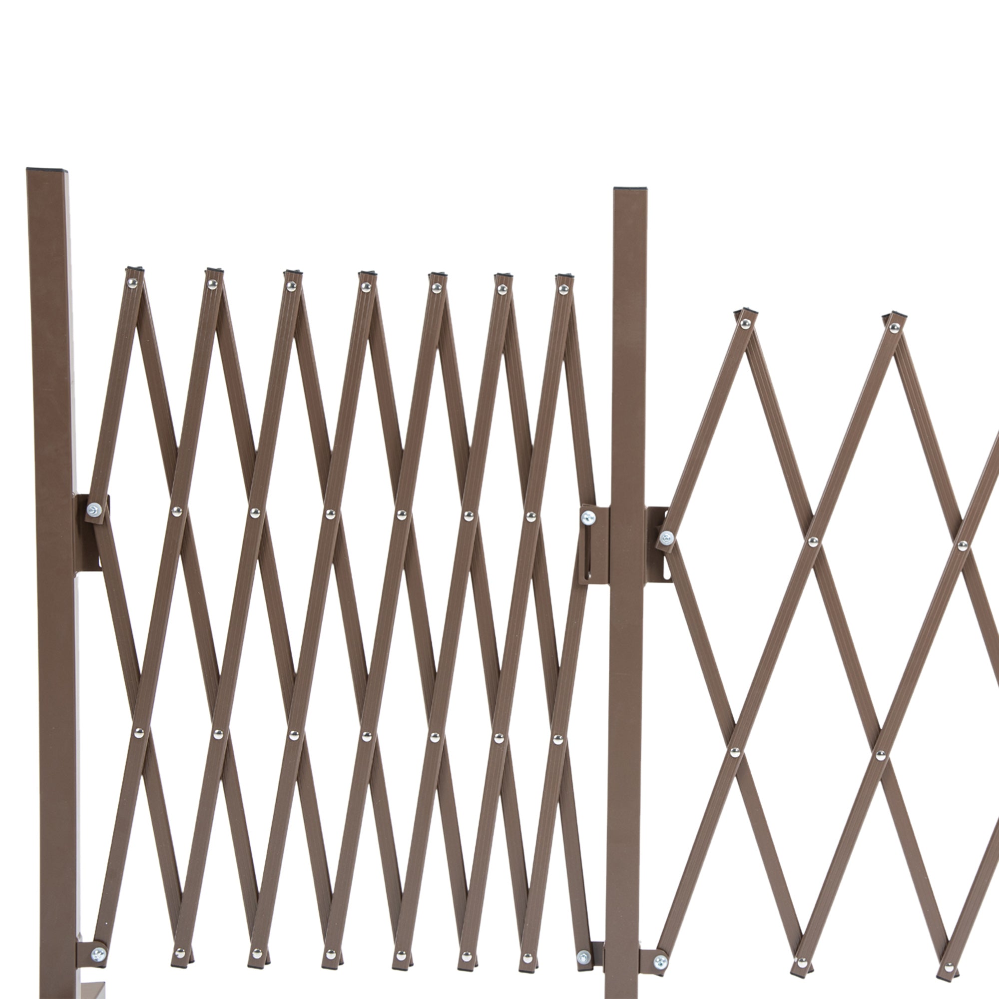 Scissor Gate Barrier Expandable 52-405cm Garden Aluminum Dark Brown H103.5cm